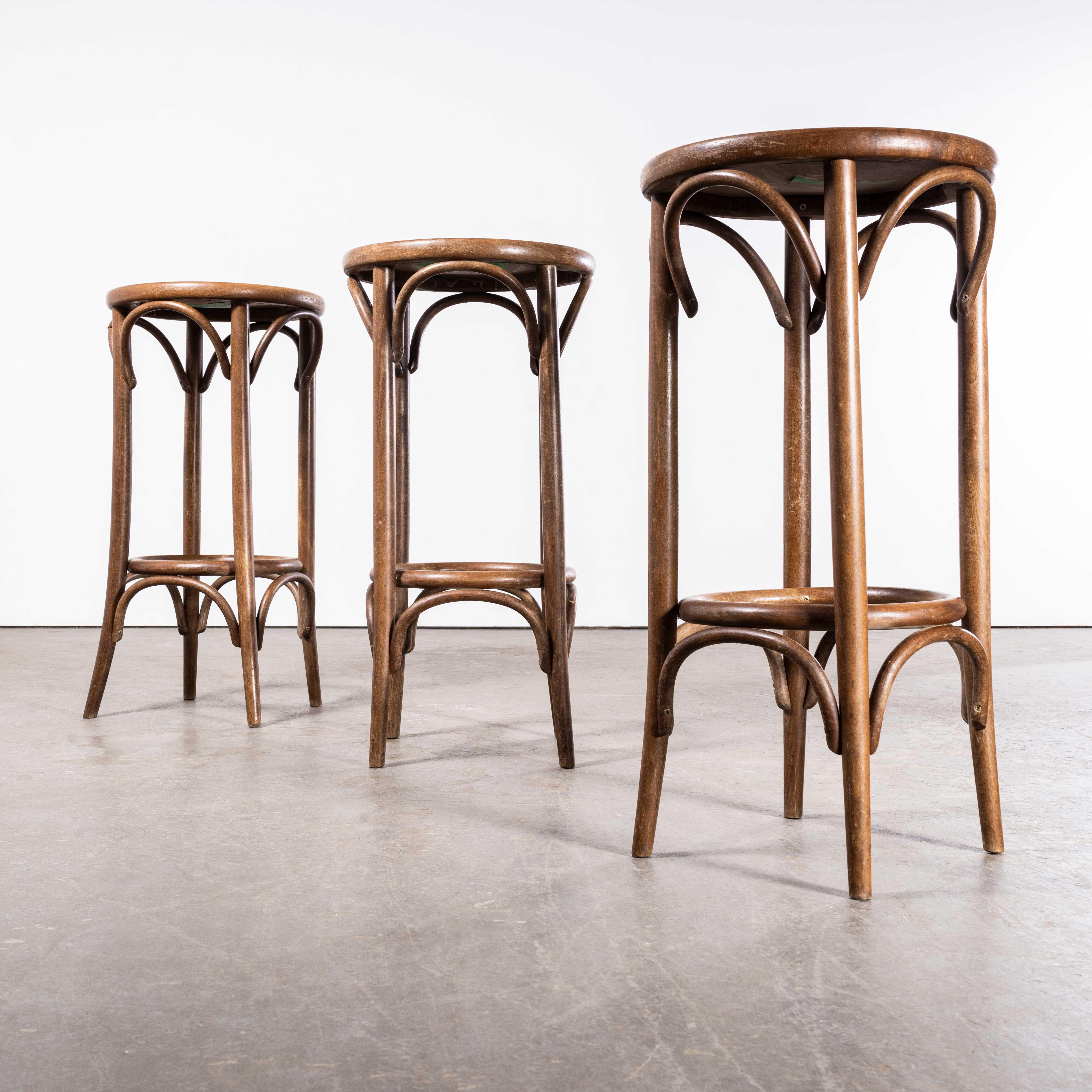 1960's Classic Bentwood High Bar Stools - Set Of Three 4