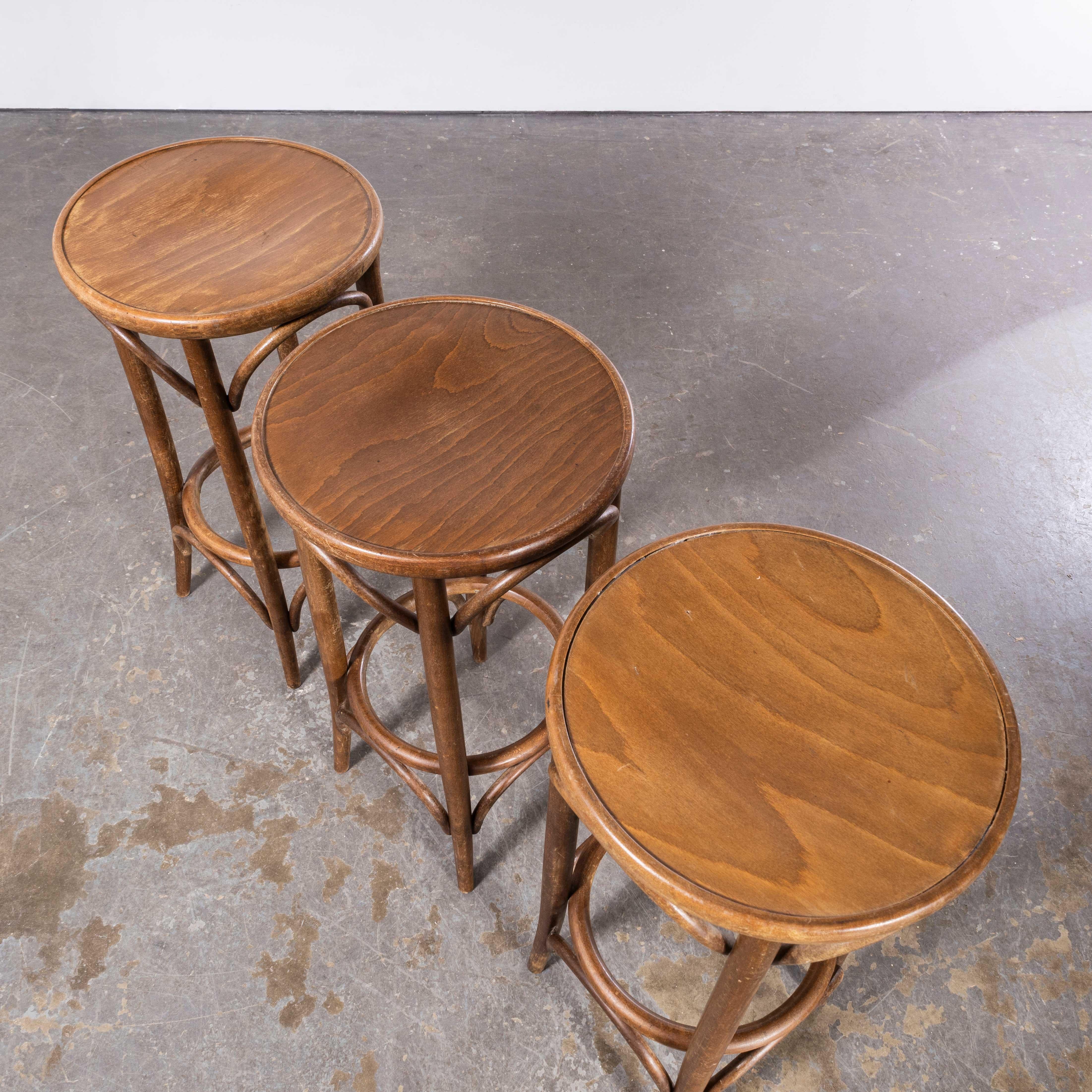 1960's Classic Bentwood High Bar Stools - Set Of Three In Good Condition In Hook, Hampshire