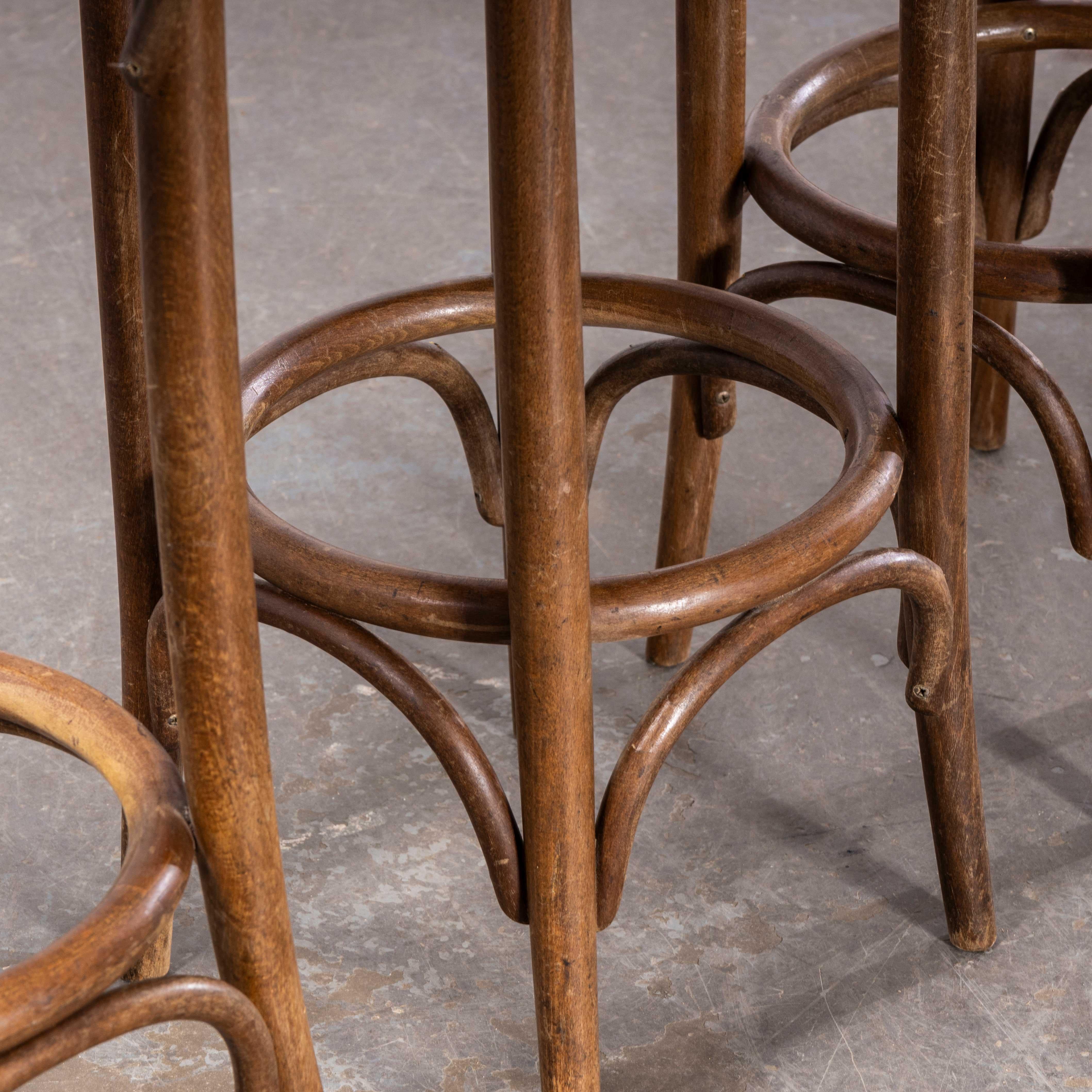 Beech 1960's Classic Bentwood High Bar Stools - Set Of Three