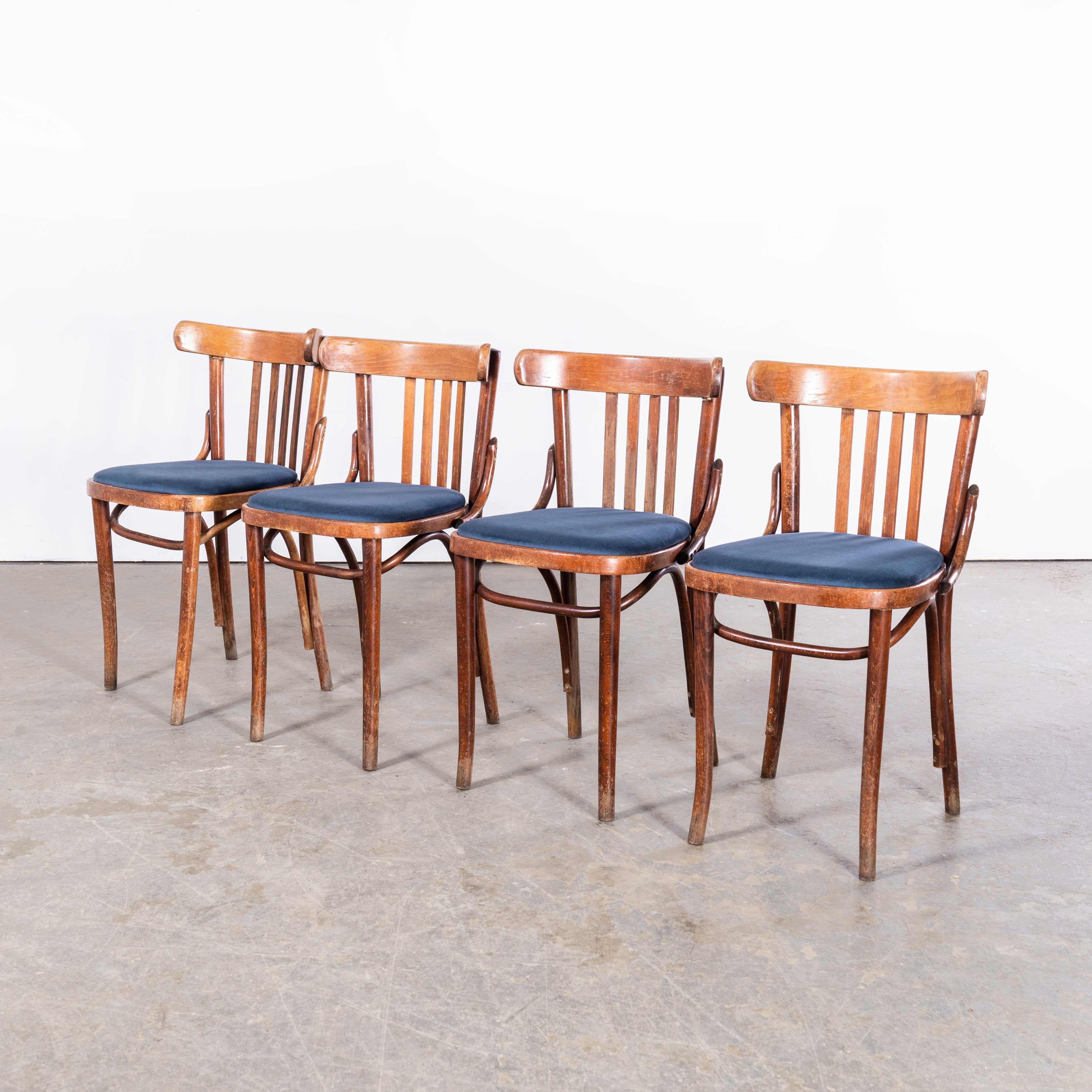 1960's Classic Bentwood Upholstered Upholstered Bistro Chairs - Set Of Four For Sale 5