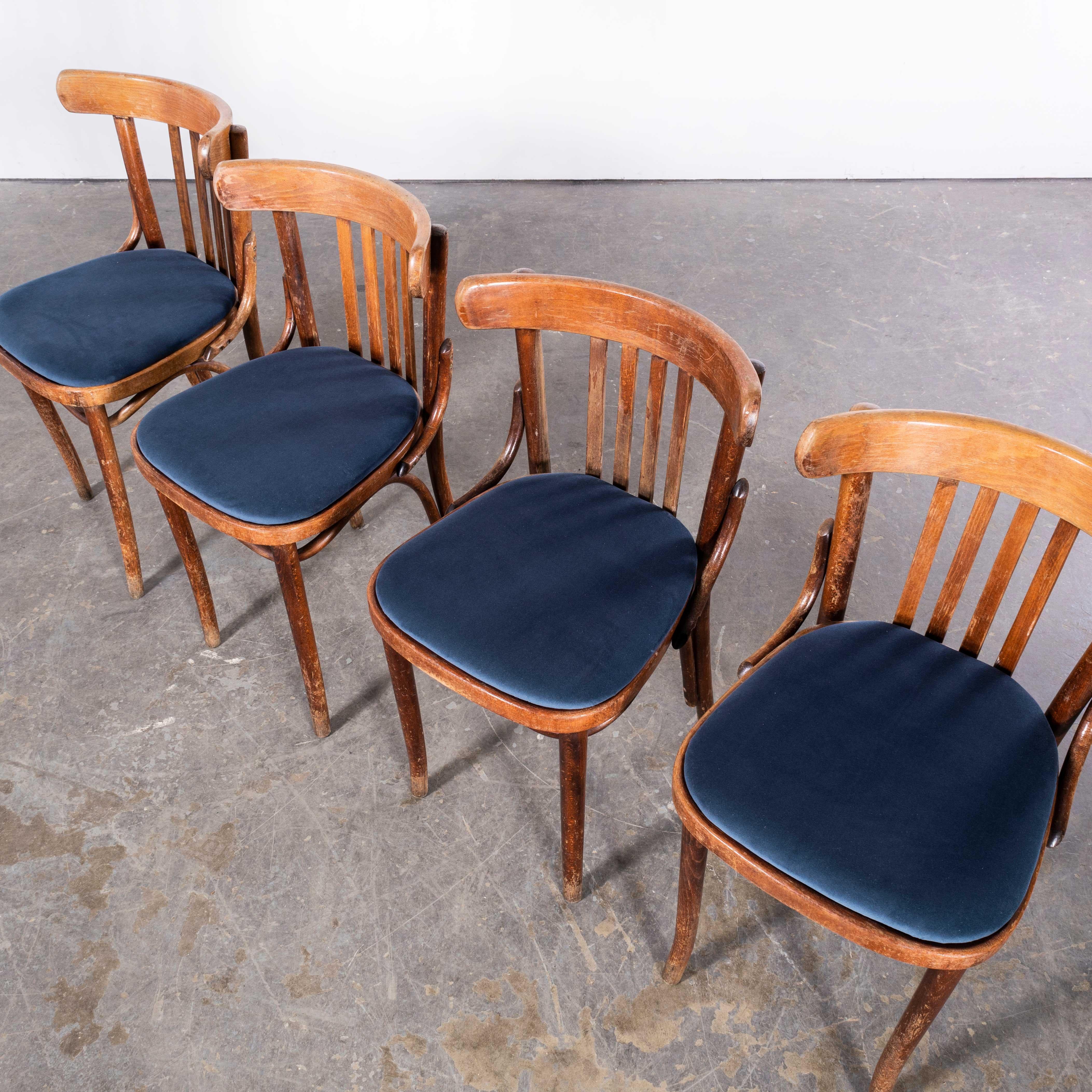 1960's Classic Bentwood Upholstered Upholstered Bistro Chairs - Set Of Four For Sale 1