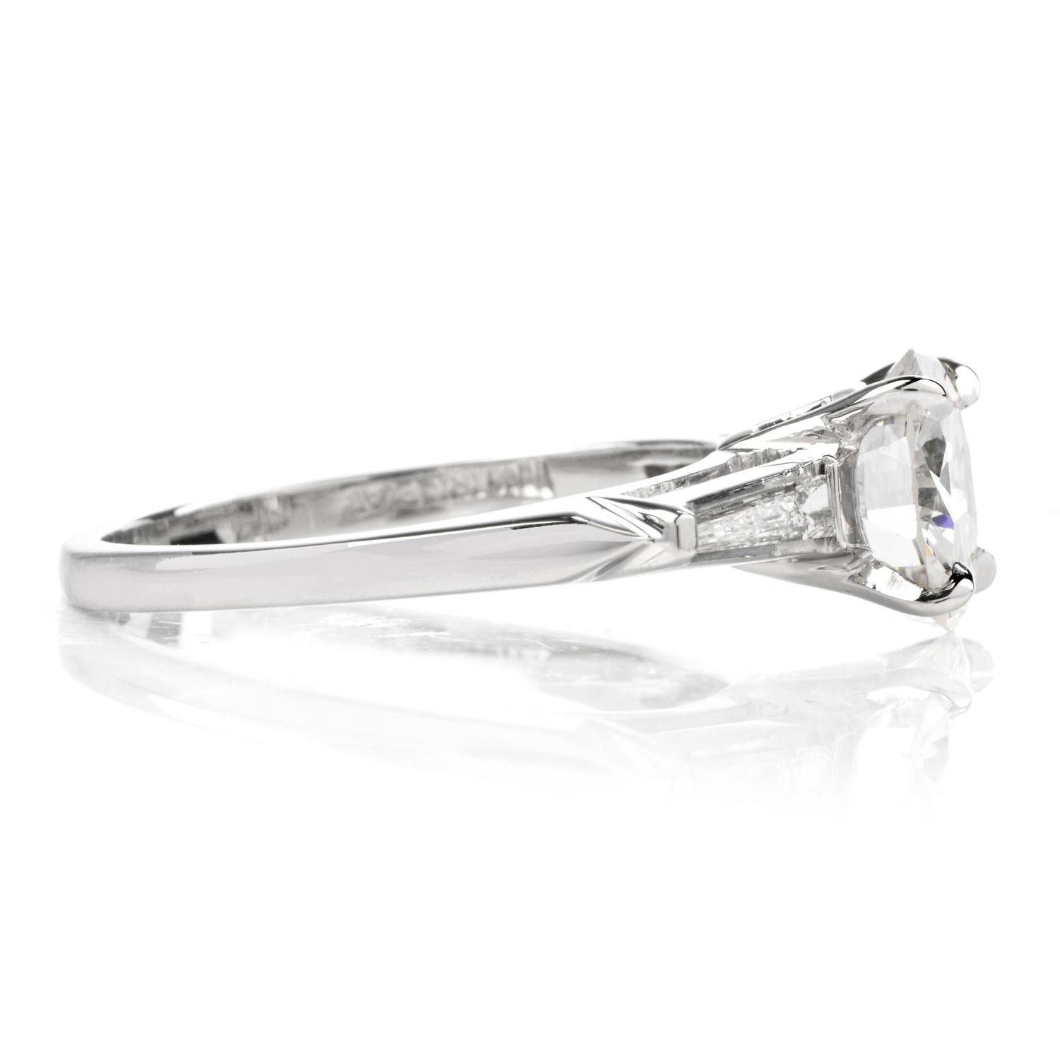 1960s Classic GIA H- VVS2 1.99 Carat Platinum Engagement Ring 1