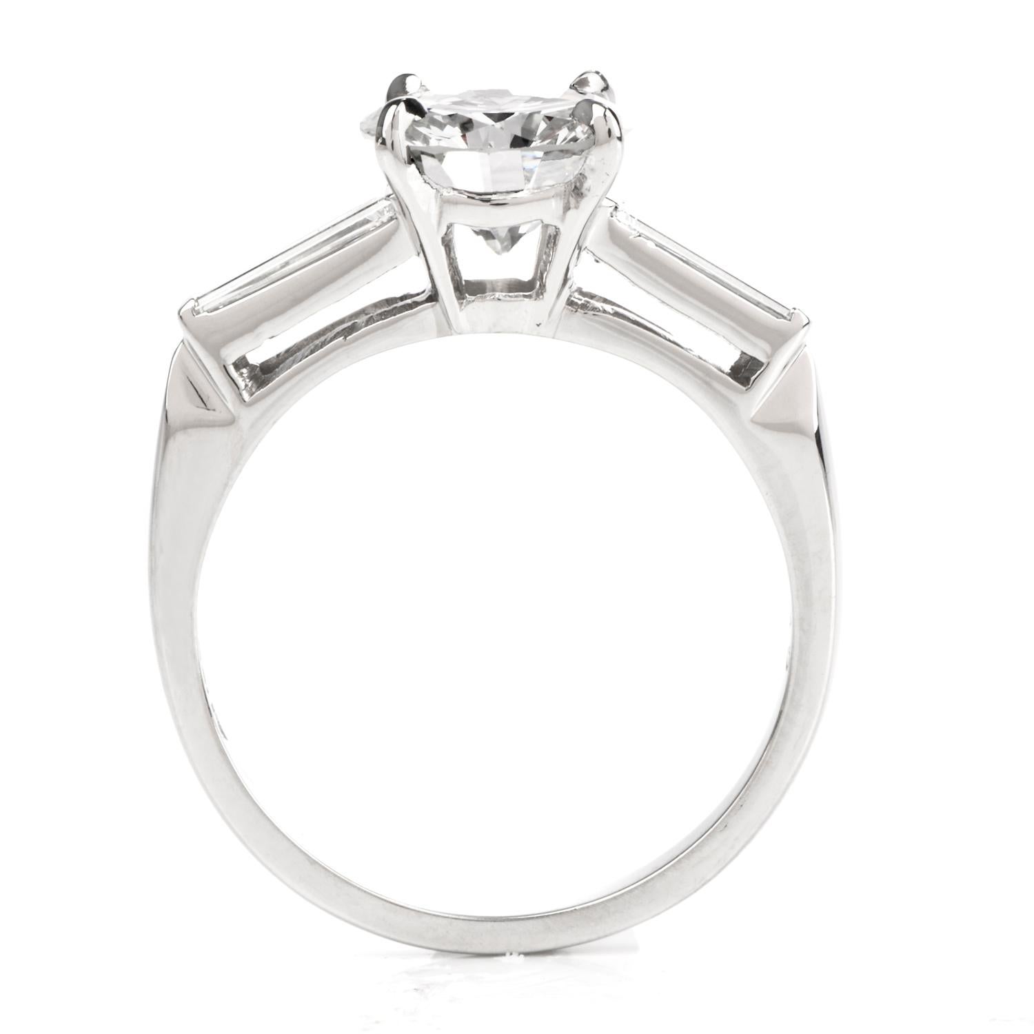 1960s Classic GIA H- VVS2 1.99 Carat Platinum Engagement Ring 2