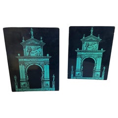 1960er Jahre Klassisches Set aus zwei Buchstützen " Porta di Venezia " von Piero Fornasetti