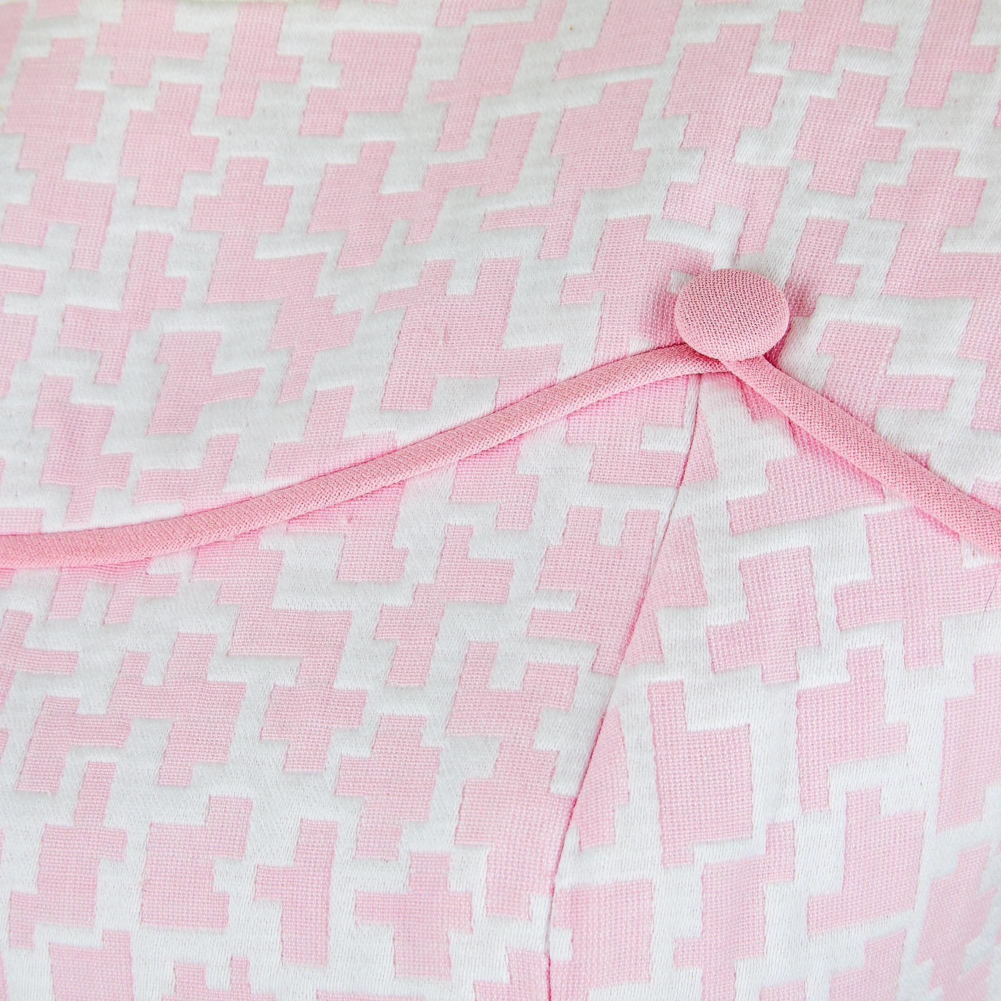 1960s Clevaline Cotton Abstract Pink and White Dress In Excellent Condition For Sale In London, GB