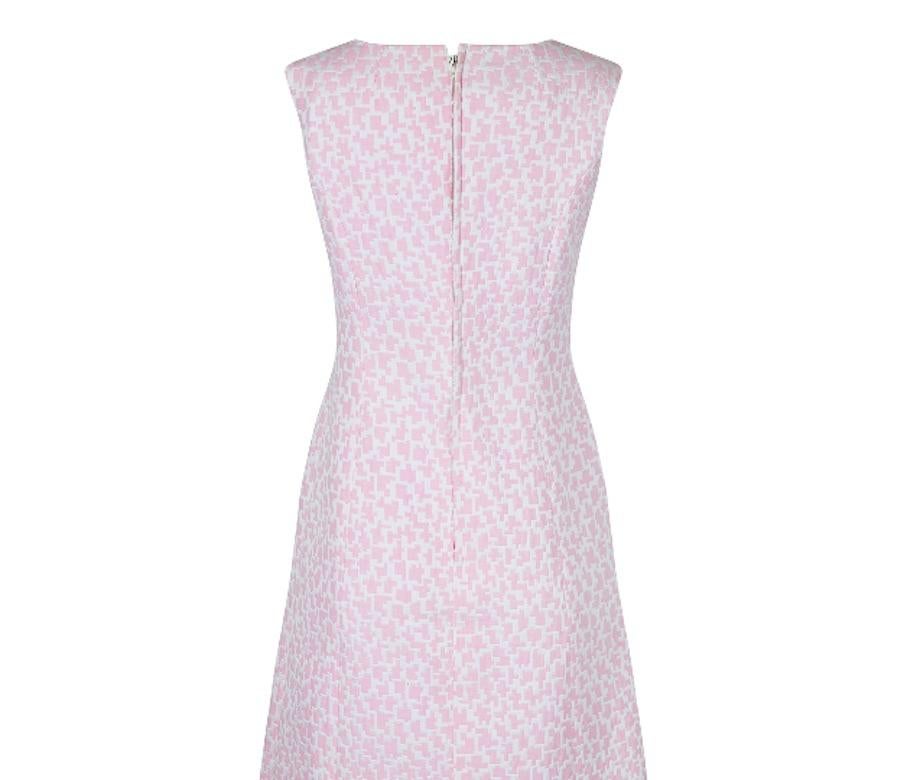 Gray 1960s Clevaline Cotton Abstract Pink and White Dress For Sale