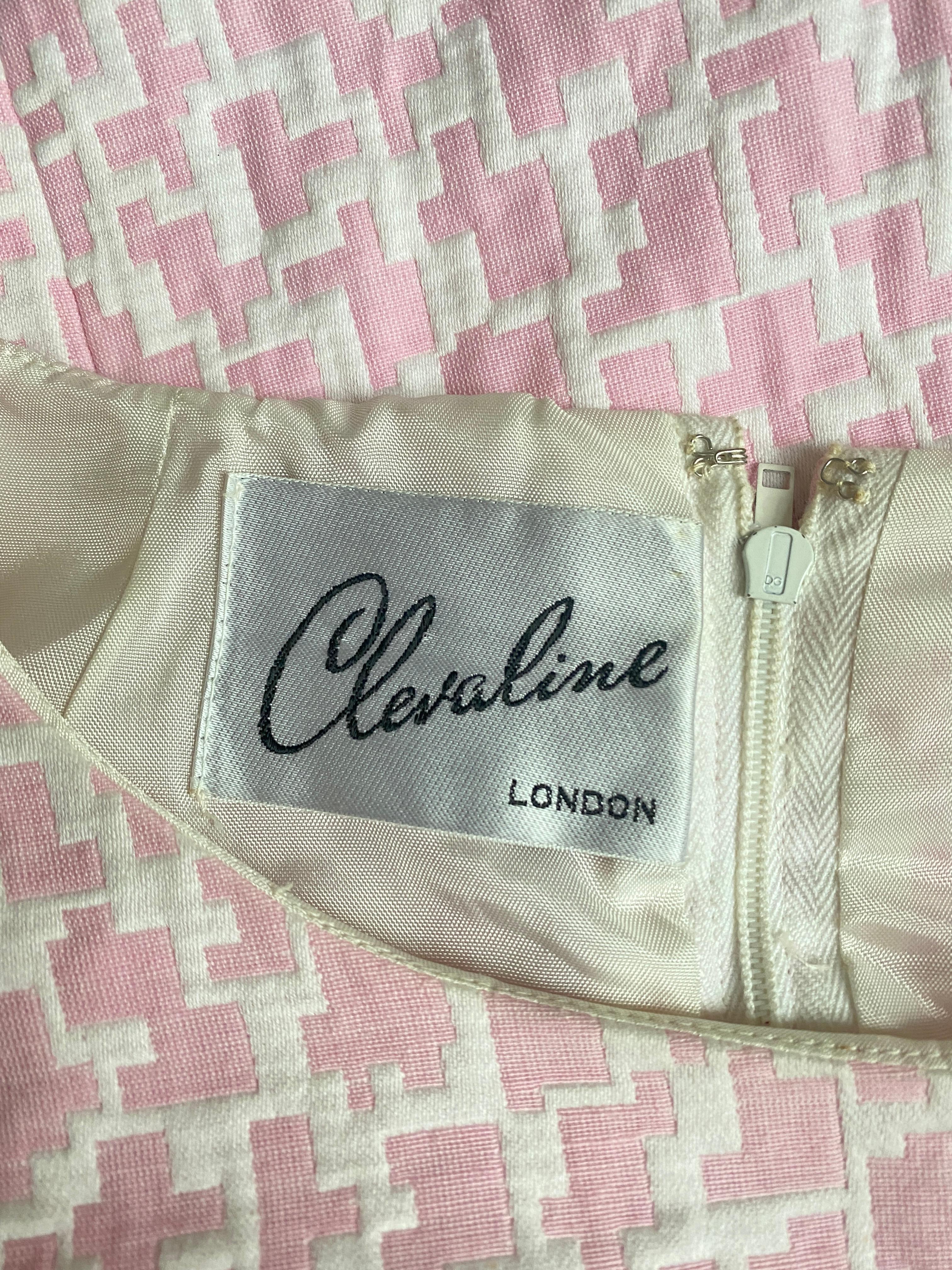 1960s Clevaline Cotton Abstract Pink and White Dress For Sale 2