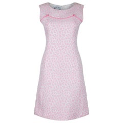 Vintage 1960s Clevaline Cotton Abstract Pink and White Dress