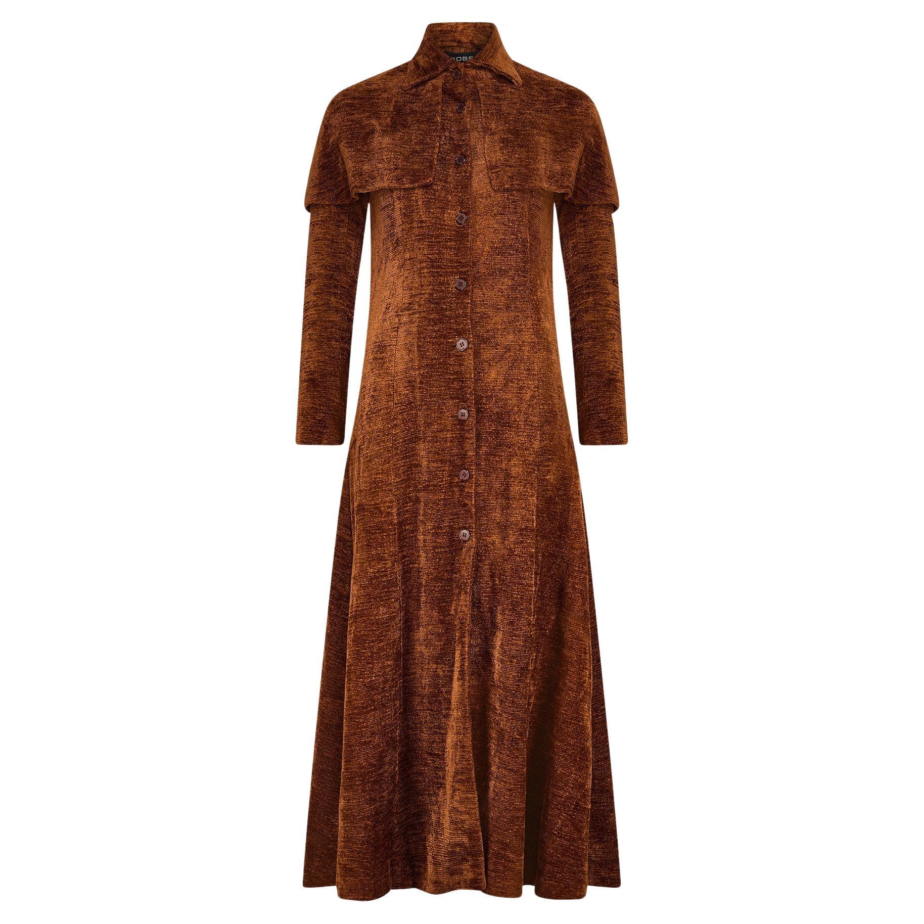 Cappotto lungo anni 
60 Clobber Brown Chenile Highwayman in vendita