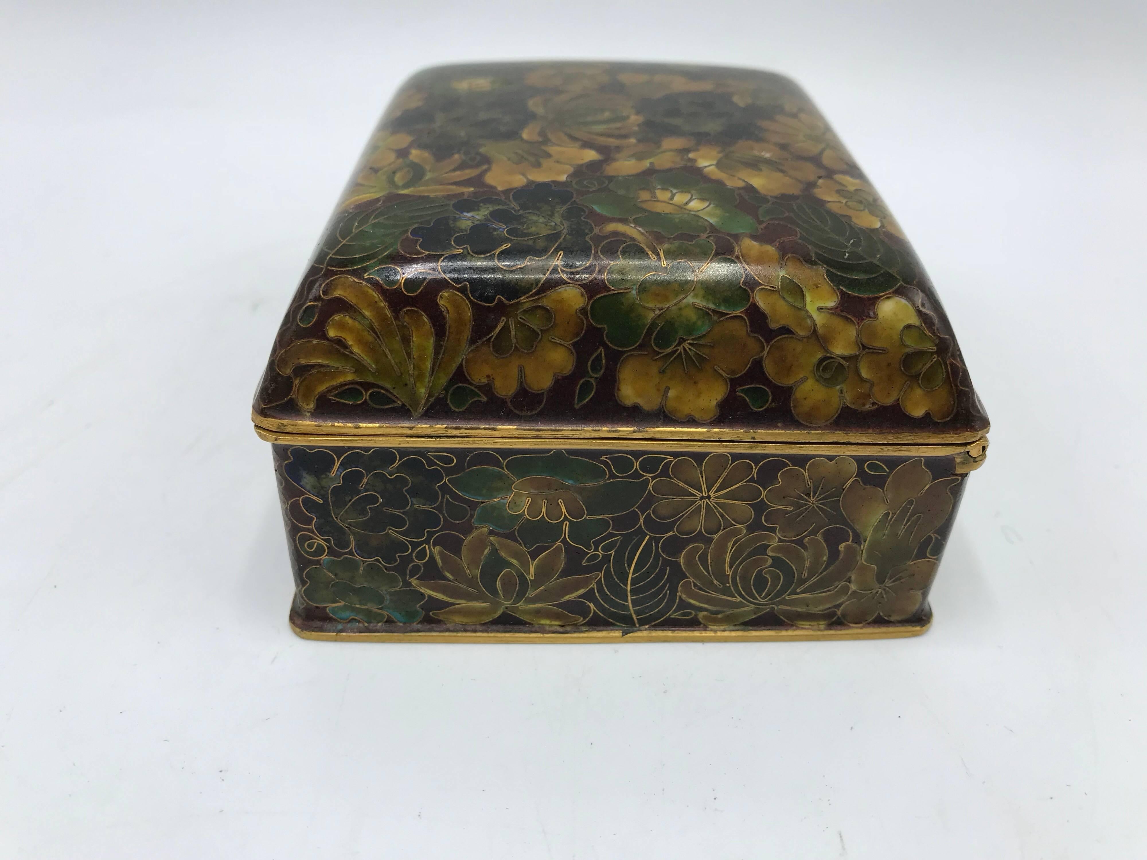 20th Century 1960s Cloisonné Decorative Lidded Box with Floral Motif