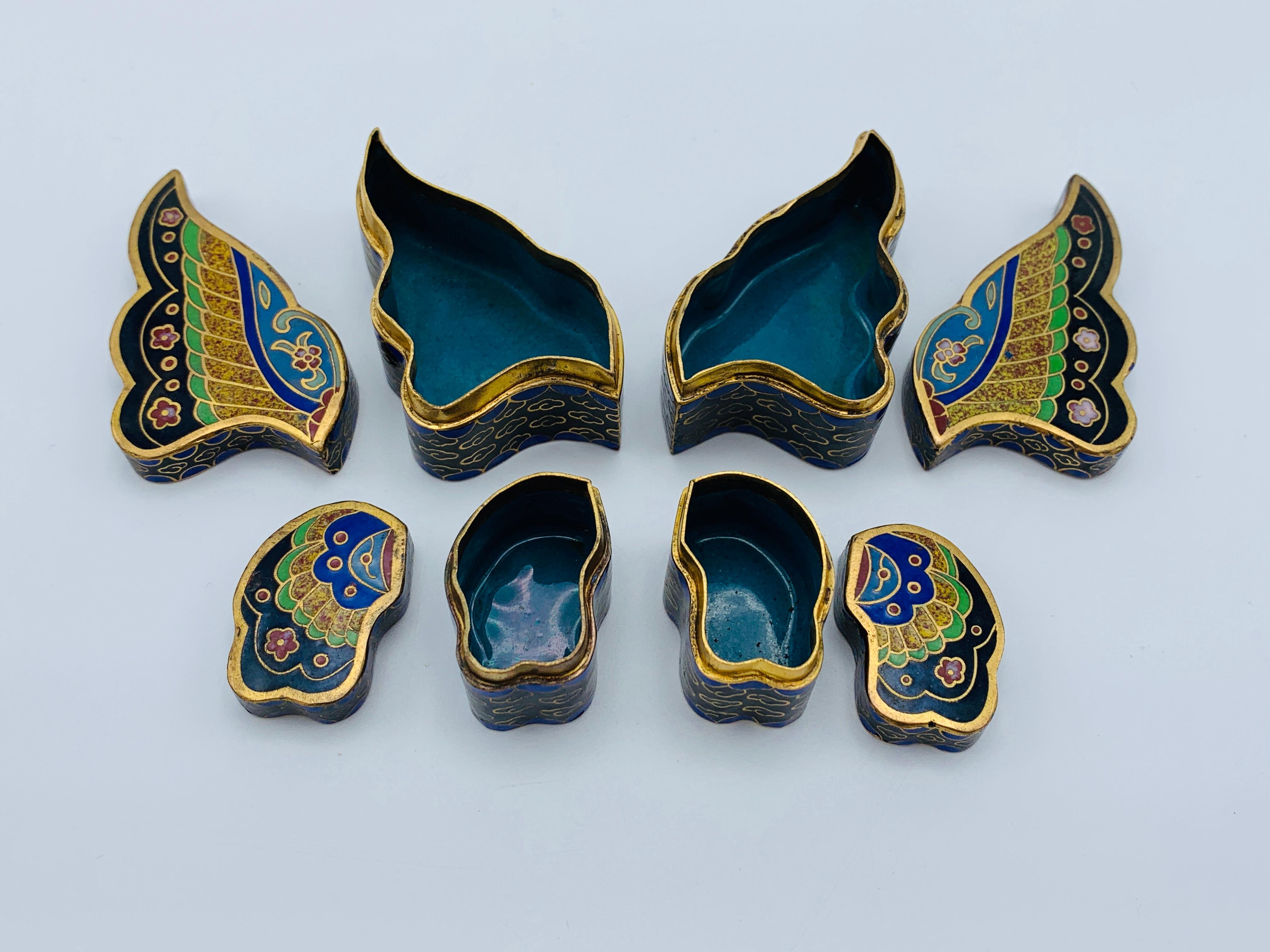 1960er Jahre Cloisonné Schmetterling Skulptur Box 1
