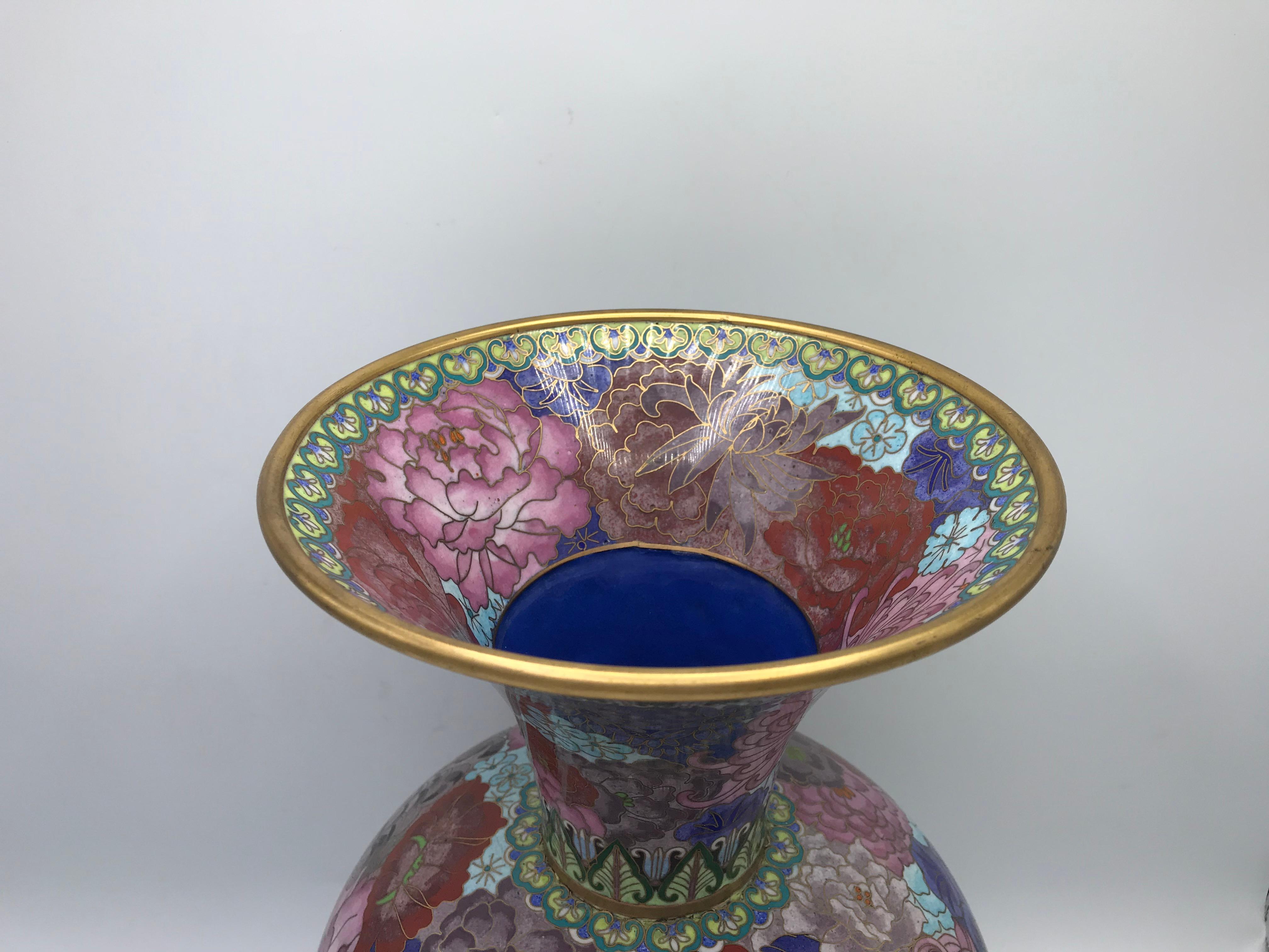 1960s Cloisonné Pink Polychrome Vase In Good Condition In Richmond, VA