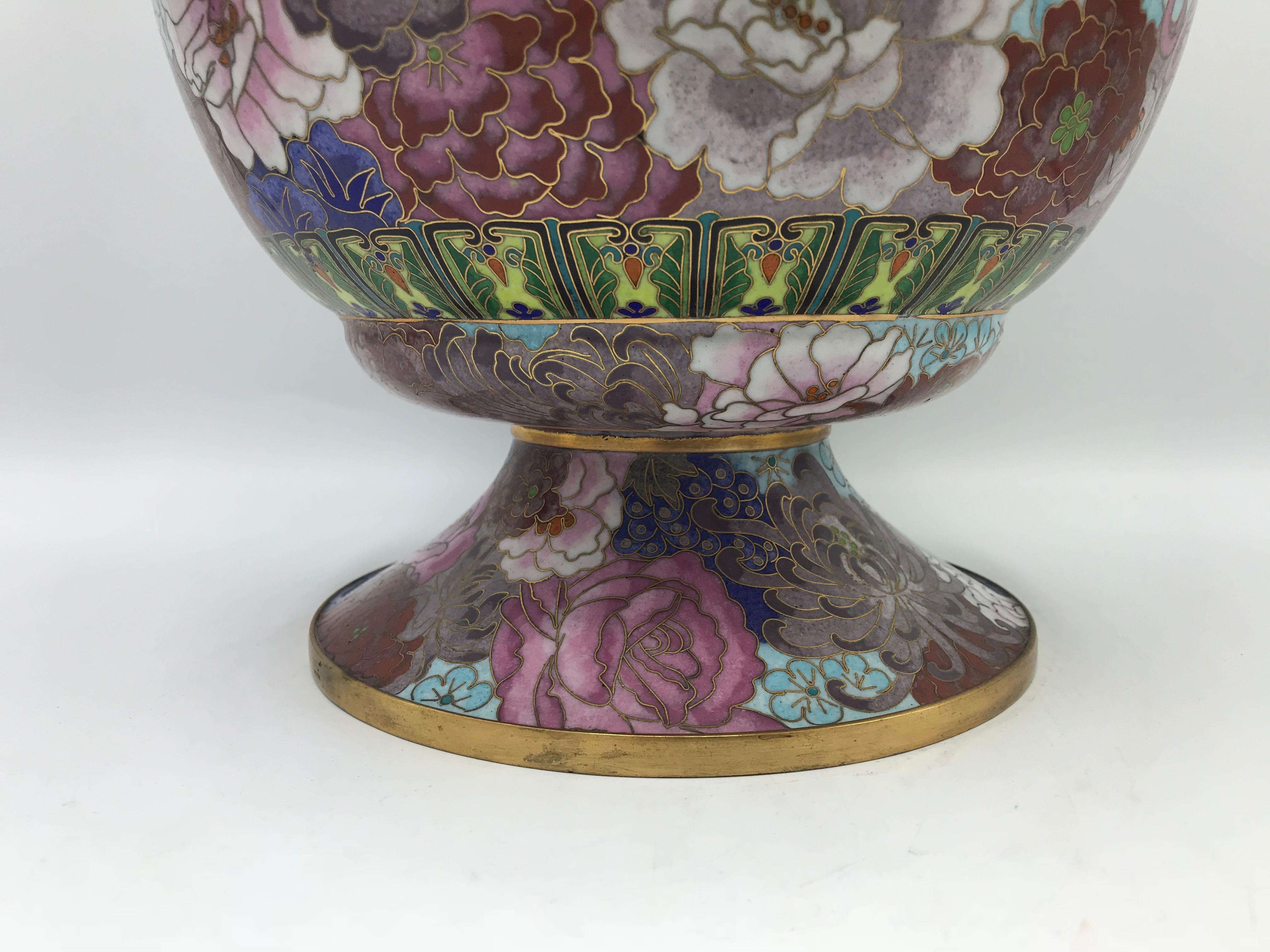 1960s Cloisonné Pink Polychrome Vase 1