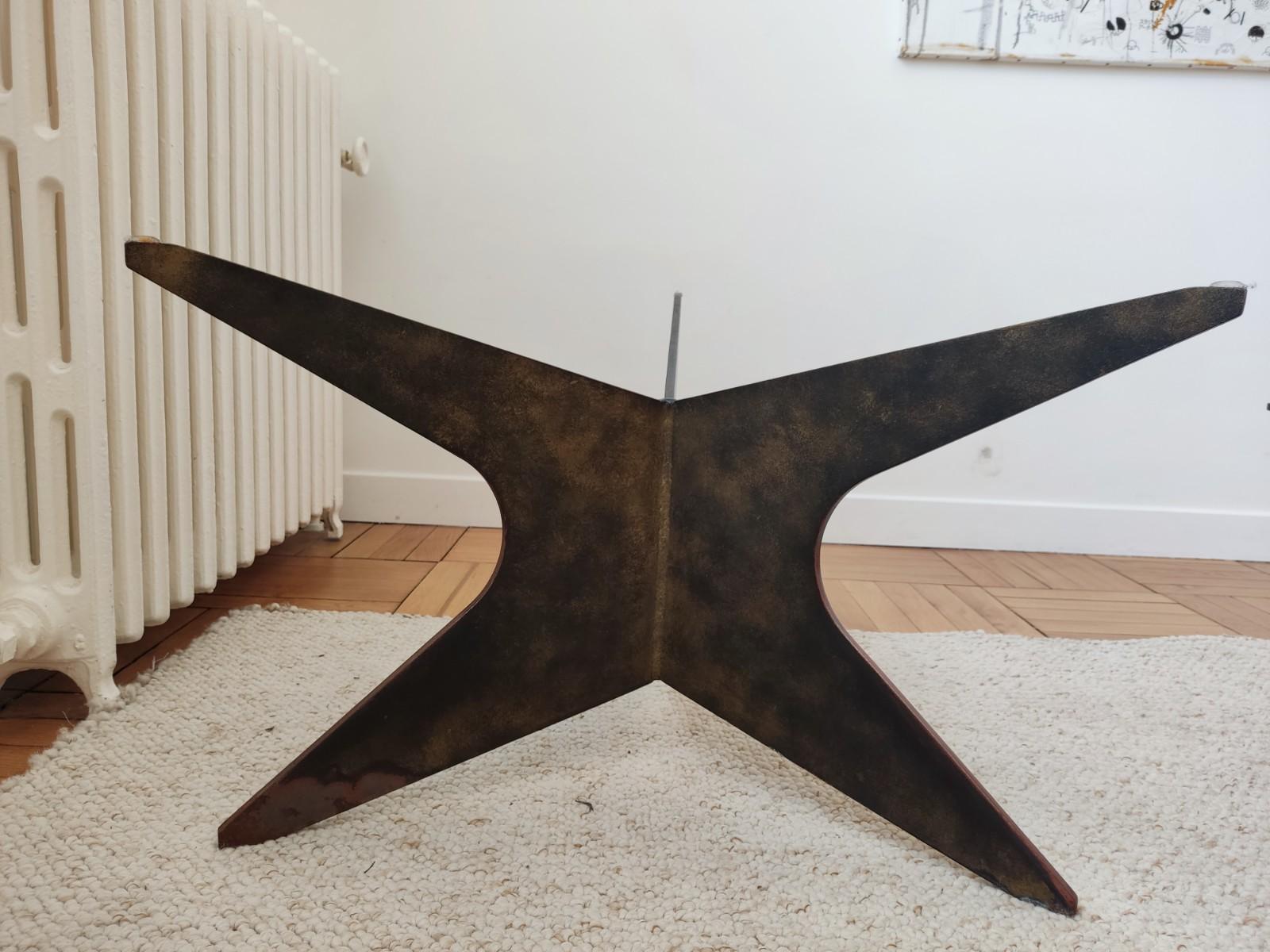 1960s Clouded patinated Iron Coffee Table For Sale 4