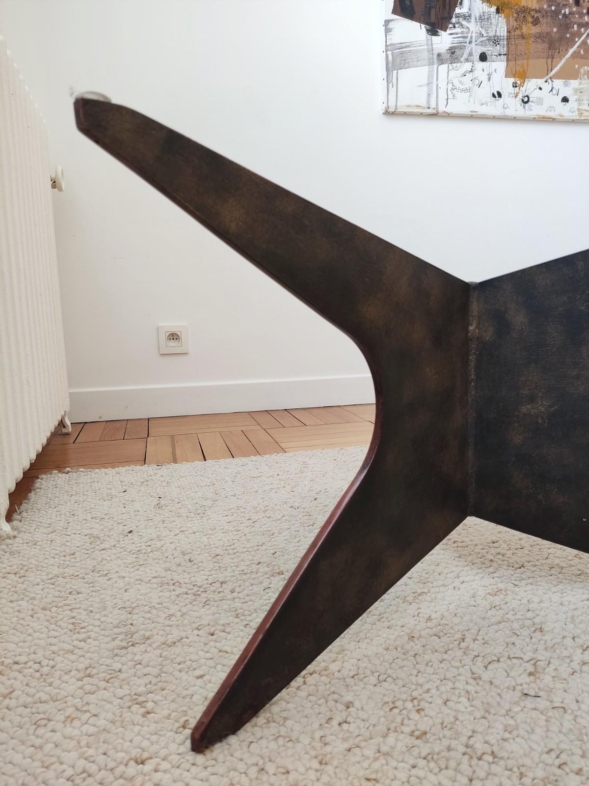 1960s Clouded patinated Iron Coffee Table For Sale 8