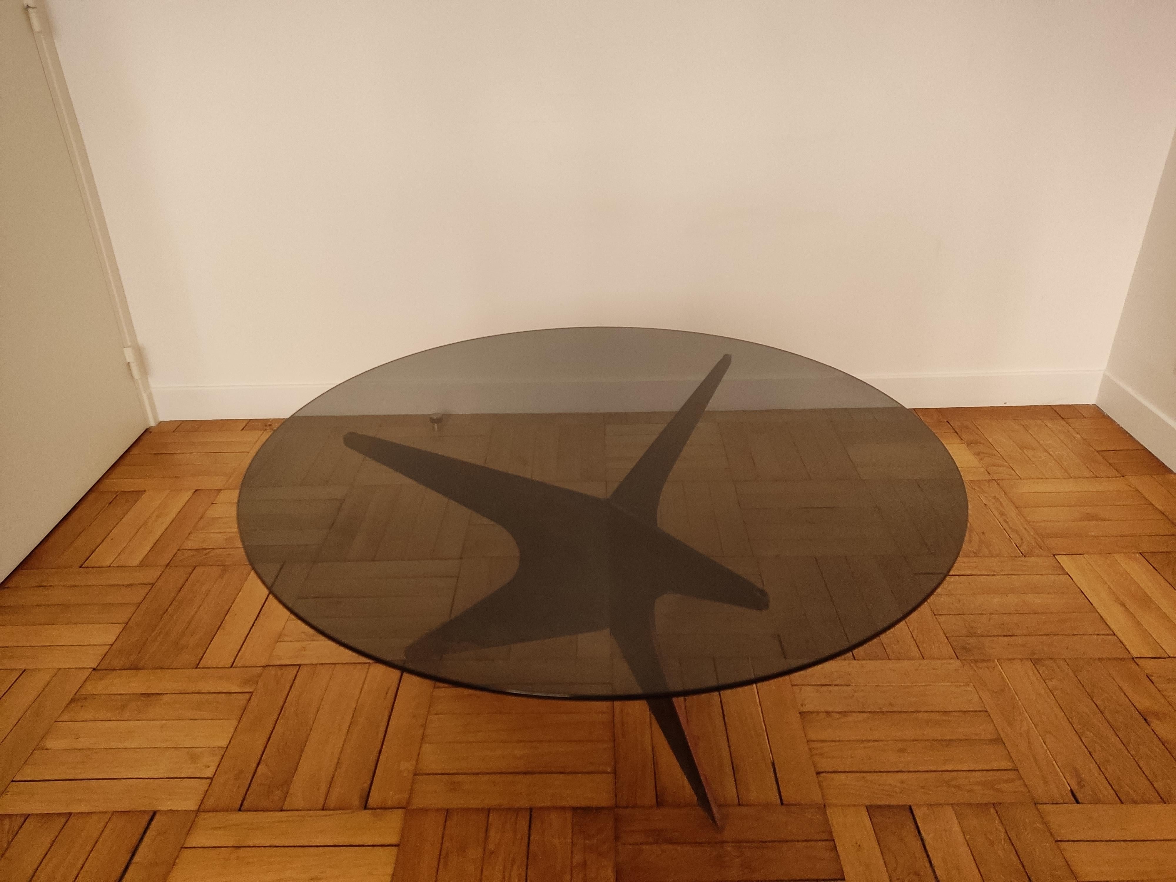 1960s Clouded patinated Iron Coffee Table For Sale 1