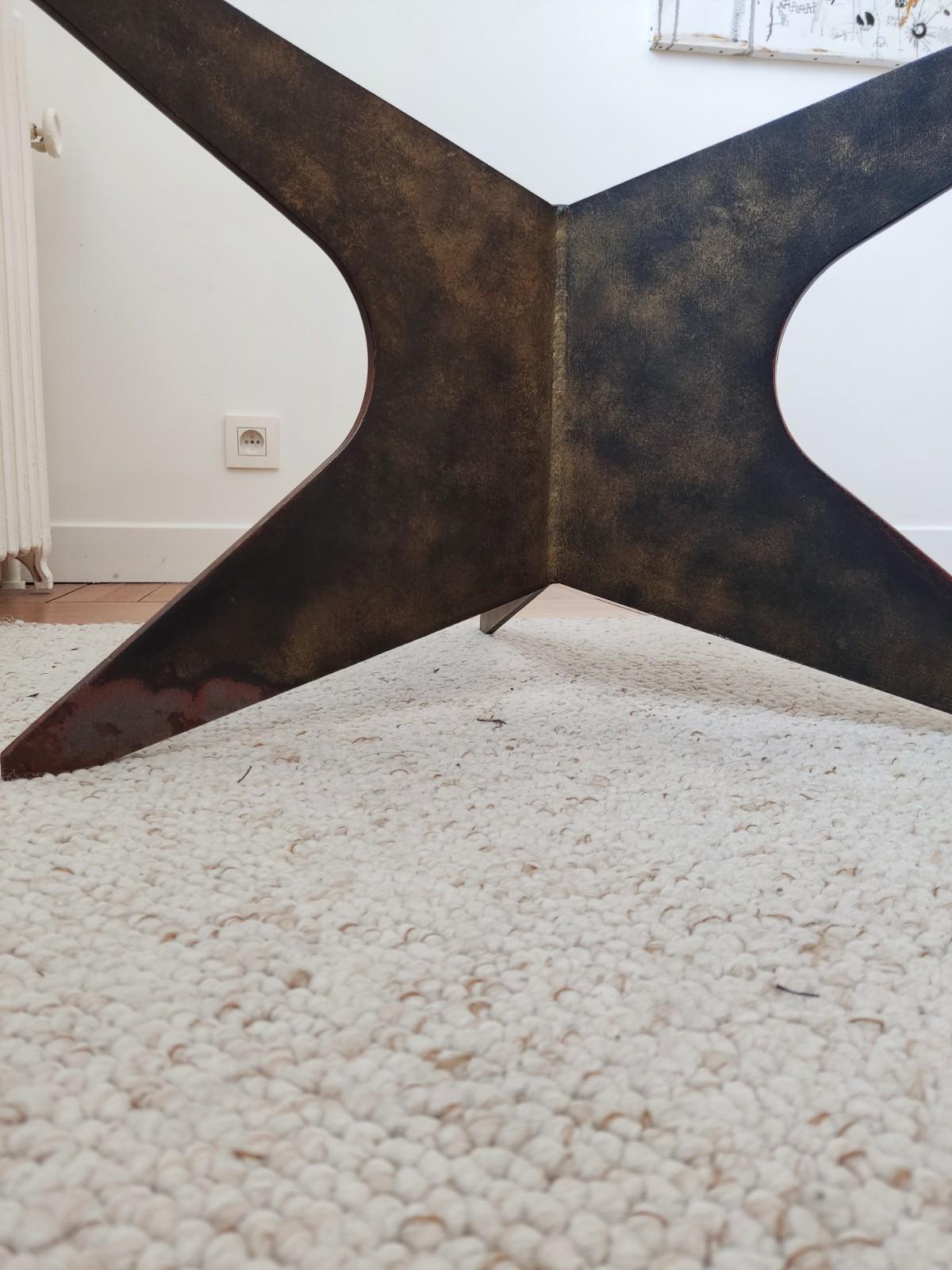 1960s Clouded patinated Iron Coffee Table For Sale 3