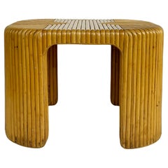 1960s Coastal Chic Vintage Bent Rattan Waterfall Side Table 