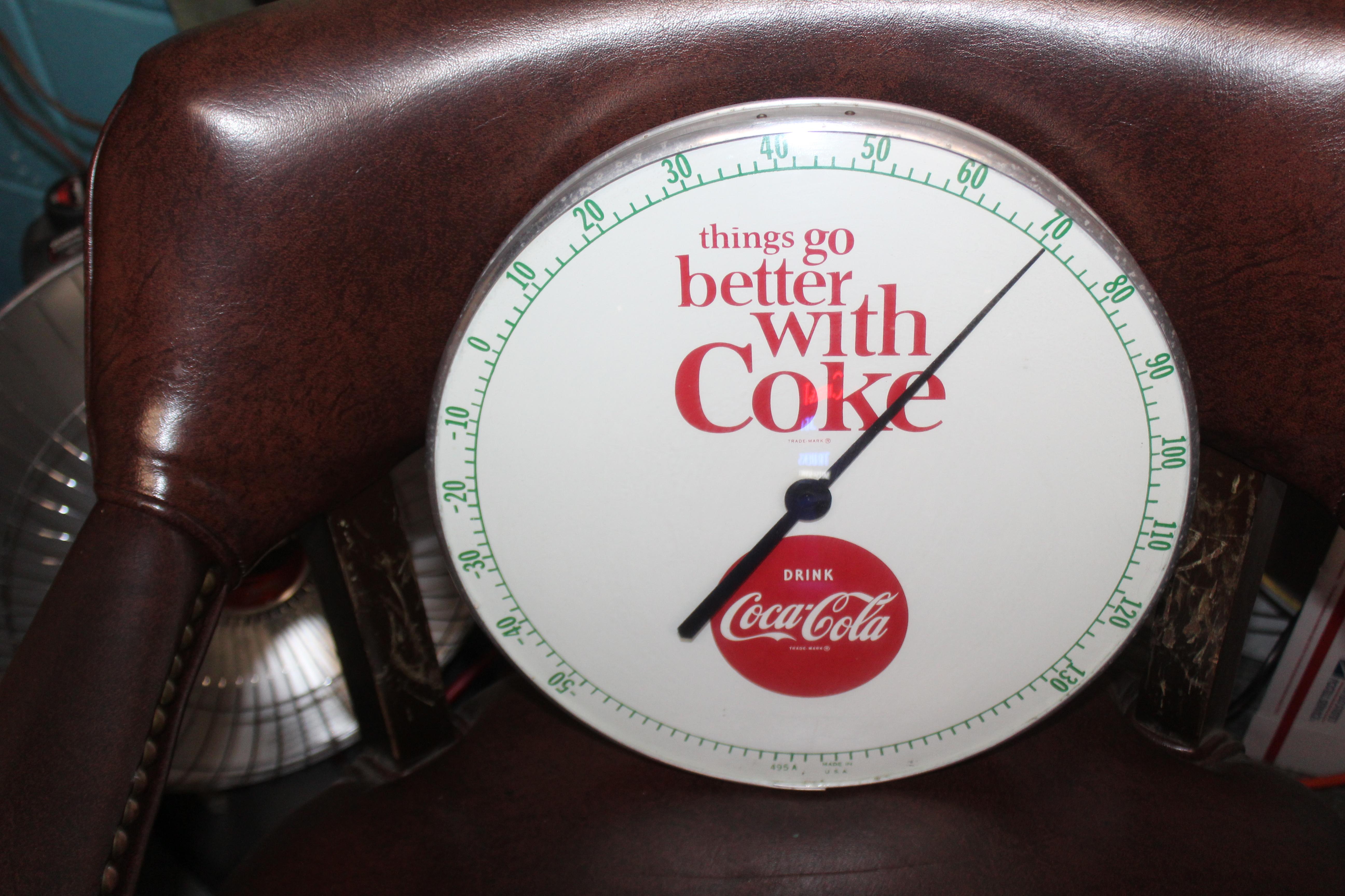 American 1960s Coca Cola Soda Advertising Thermometer Sign For Sale