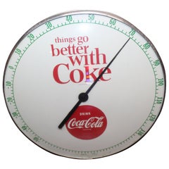 Used 1960s Coca Cola Soda Advertising Thermometer Sign