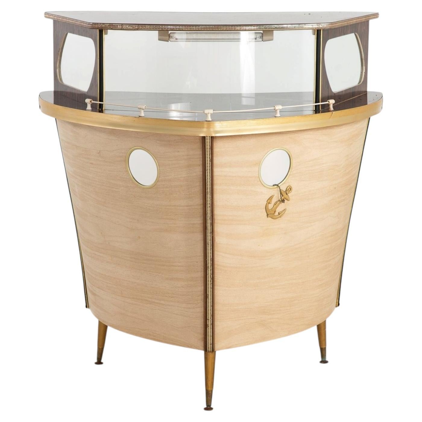 1960s Cocktail Bar in the Shape of a Boat Bow, England 1960s For Sale