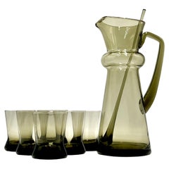 1960s Cocktail Set - Pitcher w/ Stirrer plus x6 Tumbler Glasses - Made in Poland