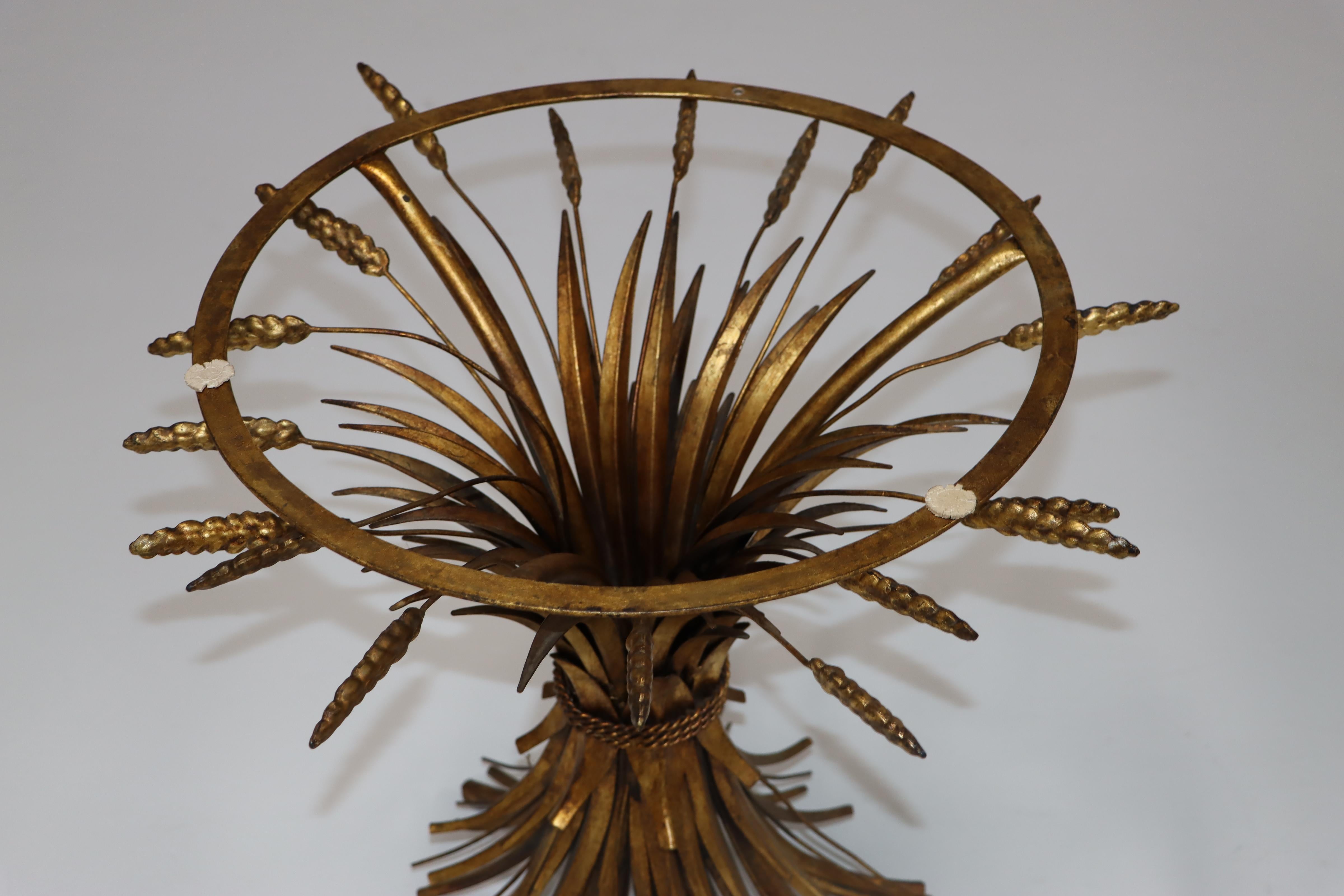 1960's Coco Chanel Style Sheaf Of Wheat Gilt Side Table  For Sale 3