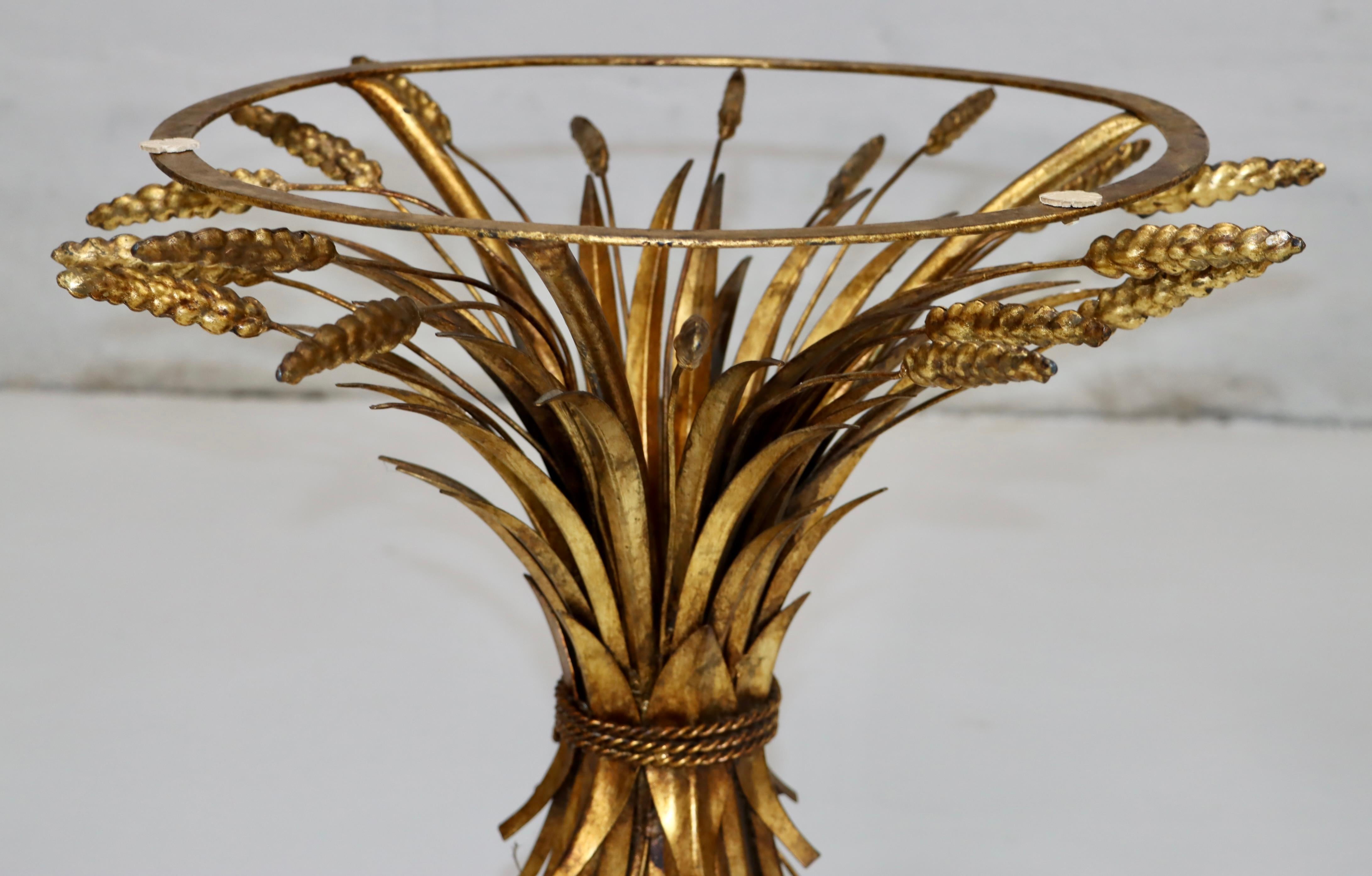 1960's Coco Chanel Style Sheaf Of Wheat Gilt Side Table  For Sale 4