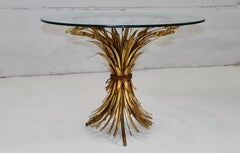 1960's Coco Chanel Style Sheaf Of Wheat Gilt Side Table
