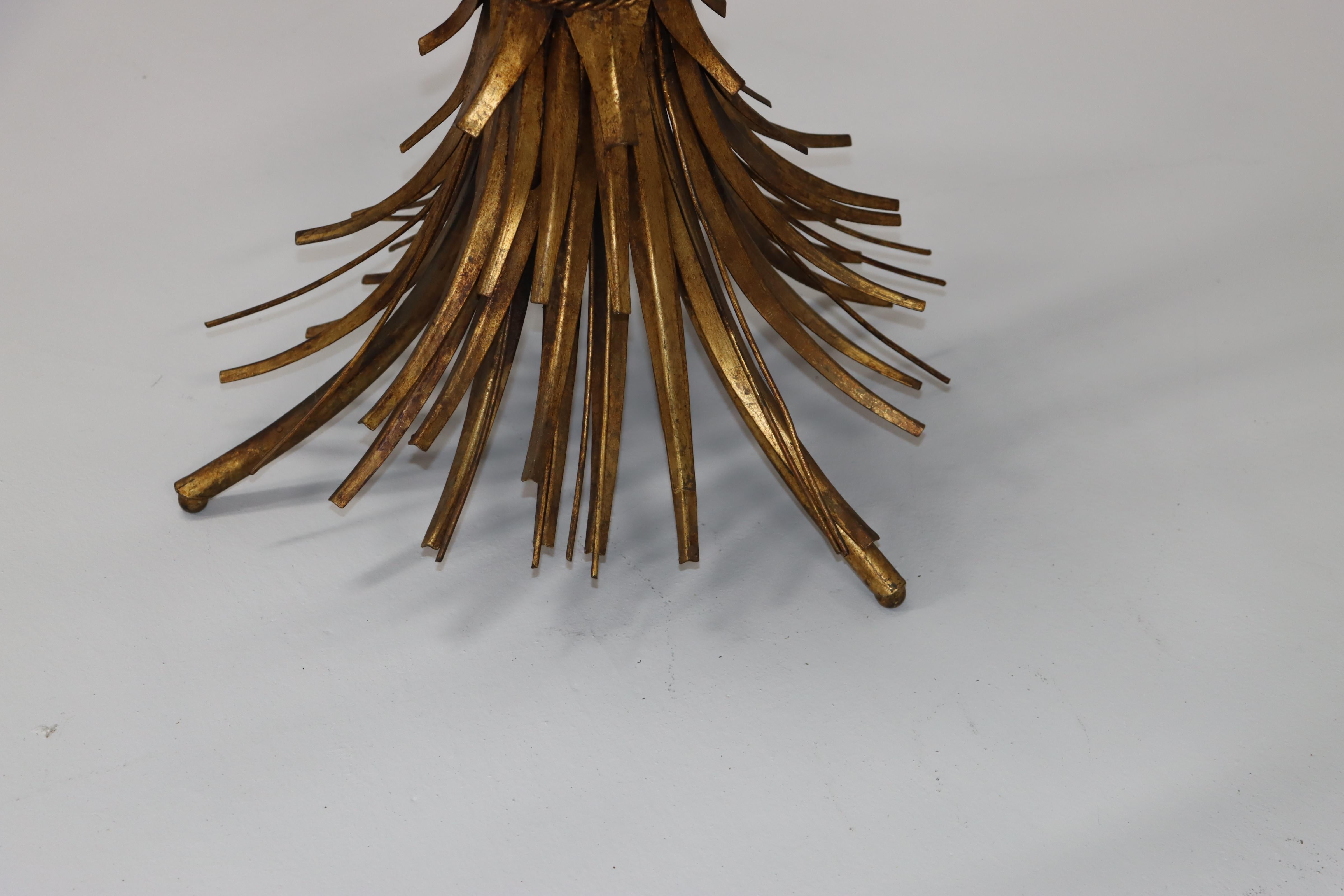 1960's Coco Chanel Style Sheaf Of Wheat Gilt Side Table  For Sale 1
