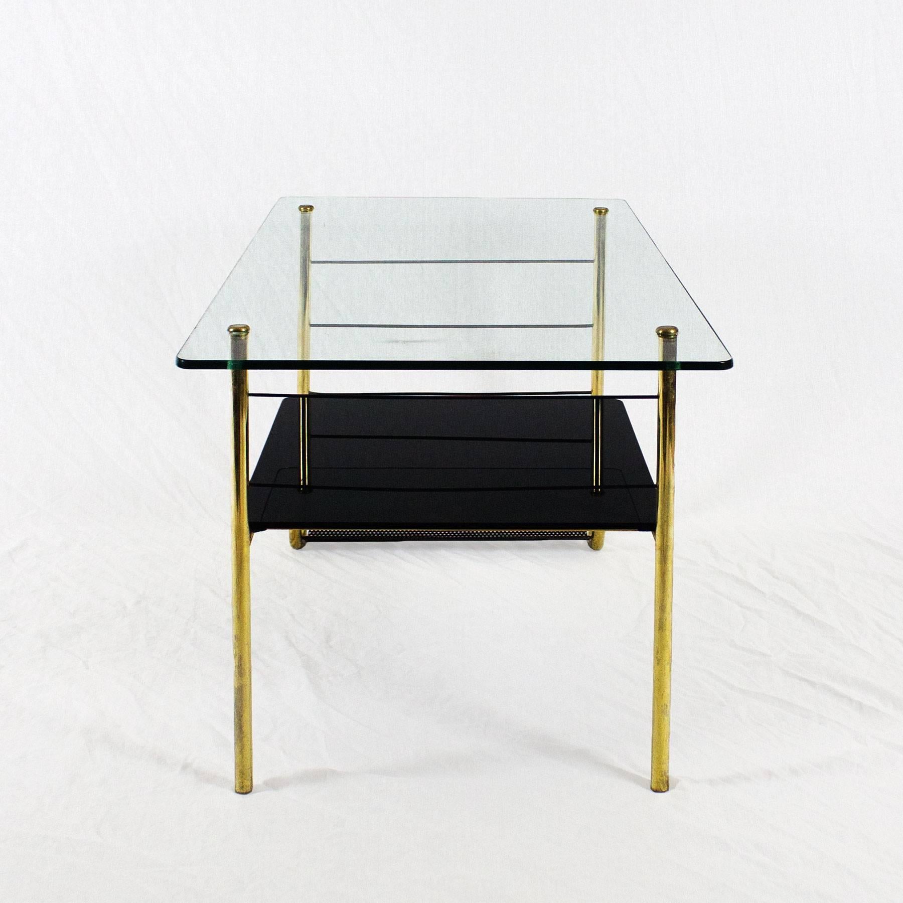 1960s Coffee Table Brass, Bronze, Opaline, Glass, France In Good Condition In Girona, ES