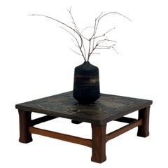 Retro 1960s Coffee Table made of Oak and Norwegian Sell Pillarguri Slate