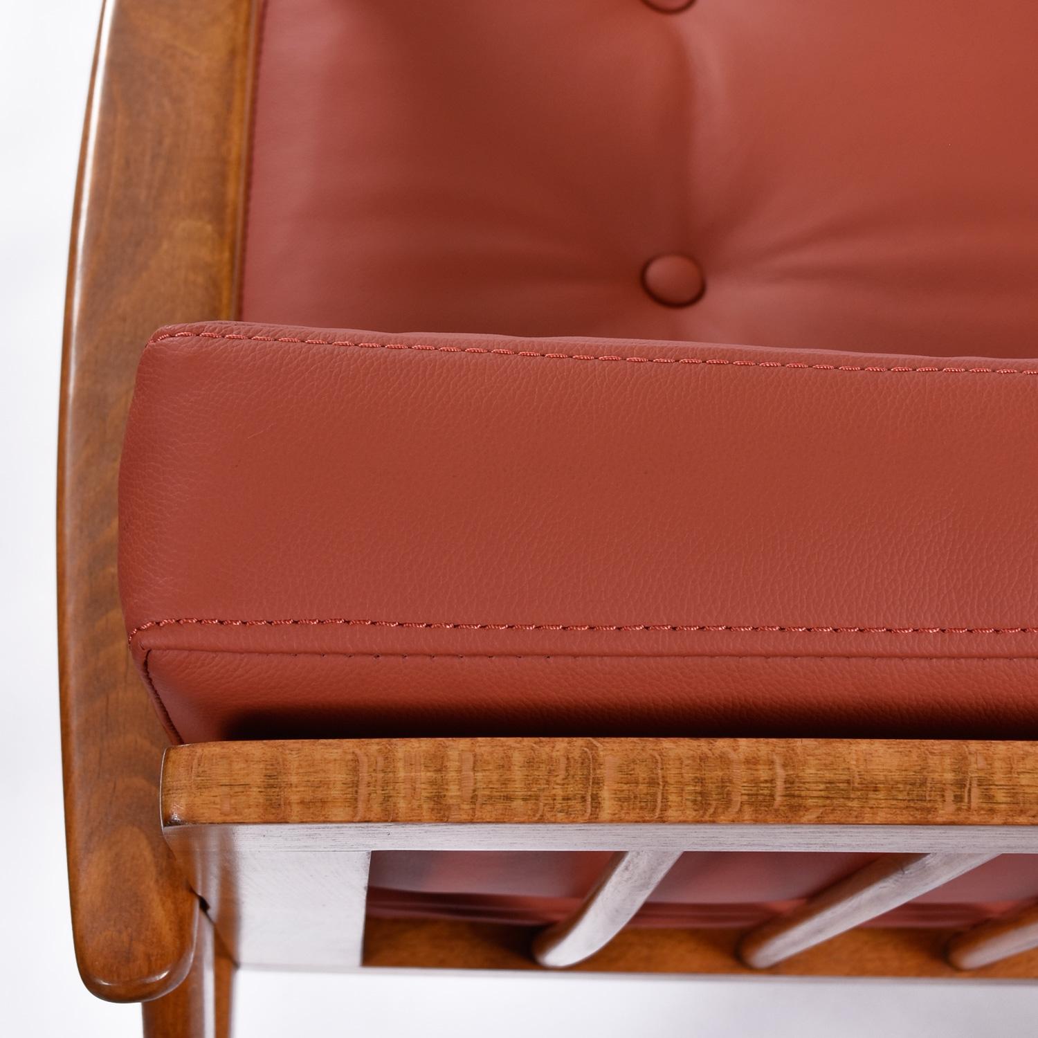 1960's Cognac Leder Skandinavisch Modern Buche Wood Lounge Stühle im Angebot 3