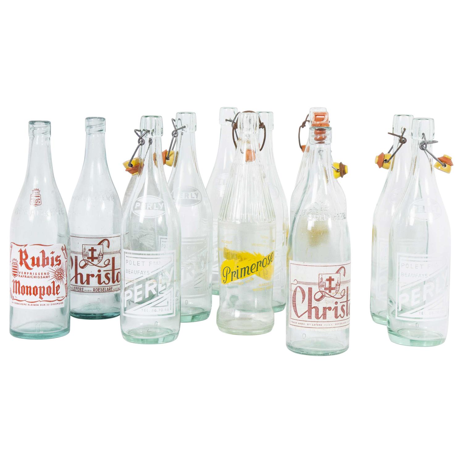 1960s Collection of French Decorative Soda Pop Bottles