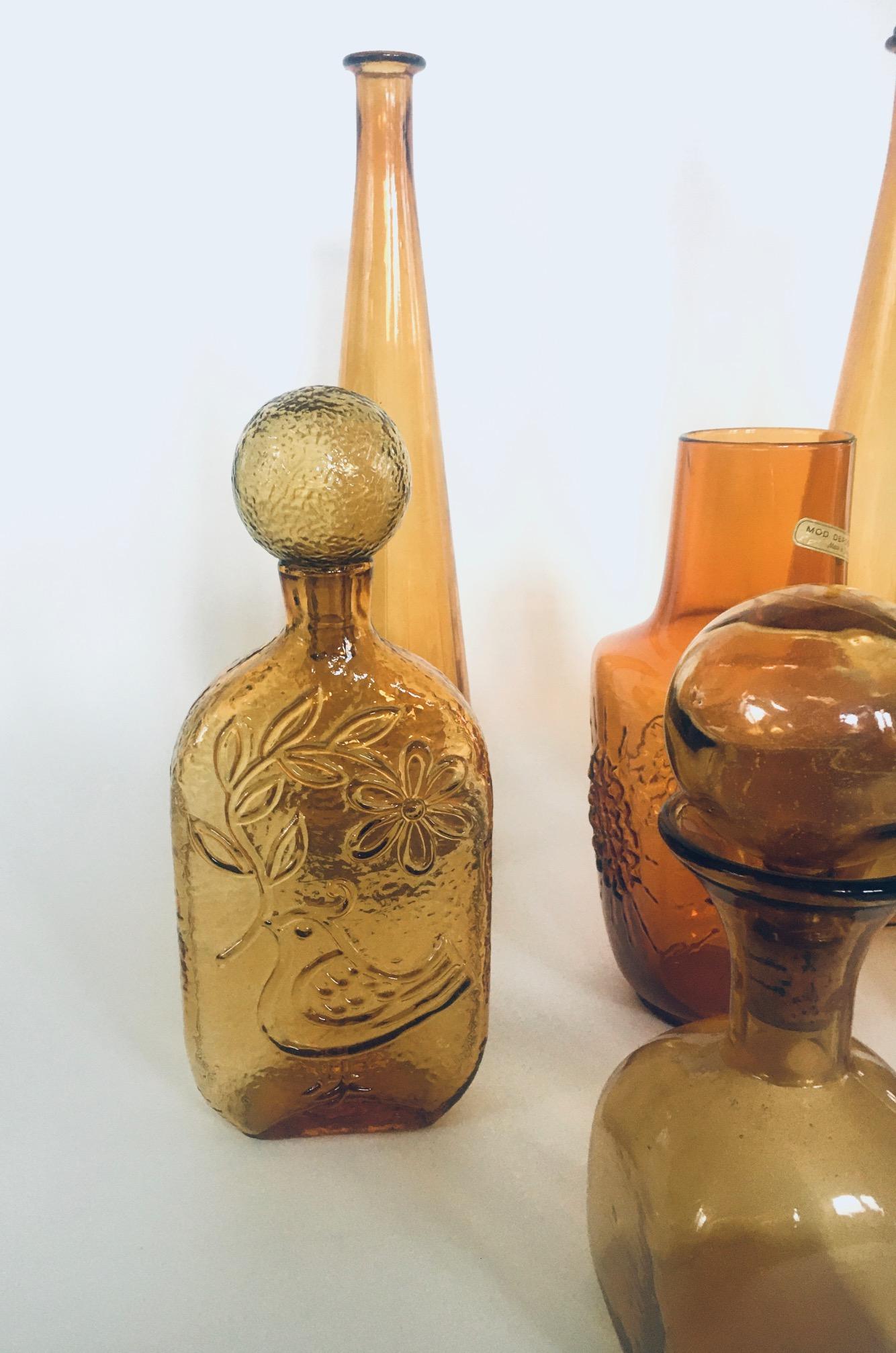 The Collective of Vintage Amber Glass Vases & Decanters, 1960's, Set of 11 en vente 4
