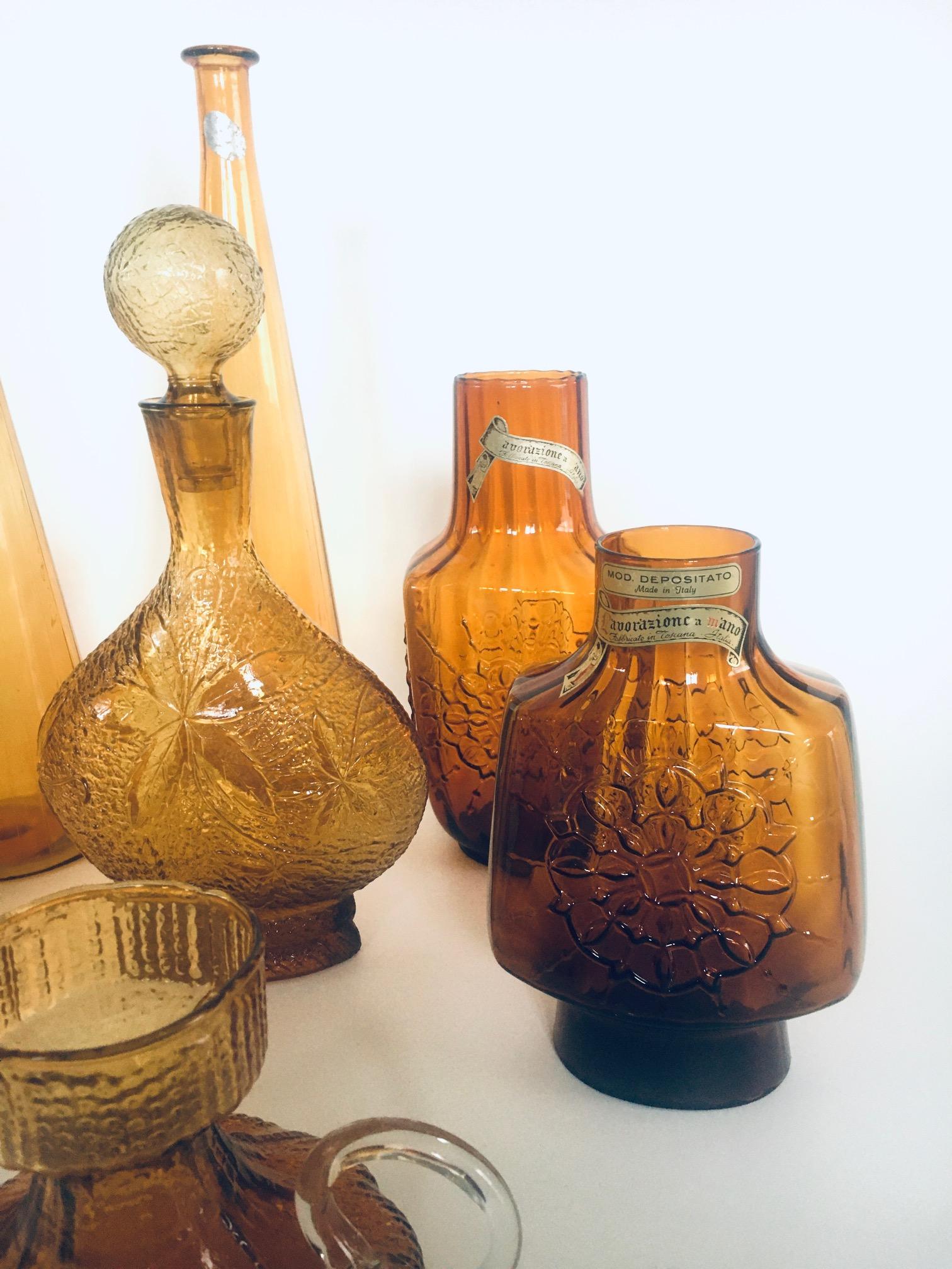 The Collective of Vintage Amber Glass Vases & Decanters, 1960's, Set of 11 en vente 8