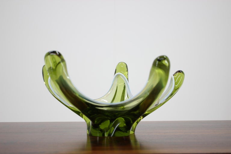 1960s Colorful Bohemian Glass Bowl at 1stDibs