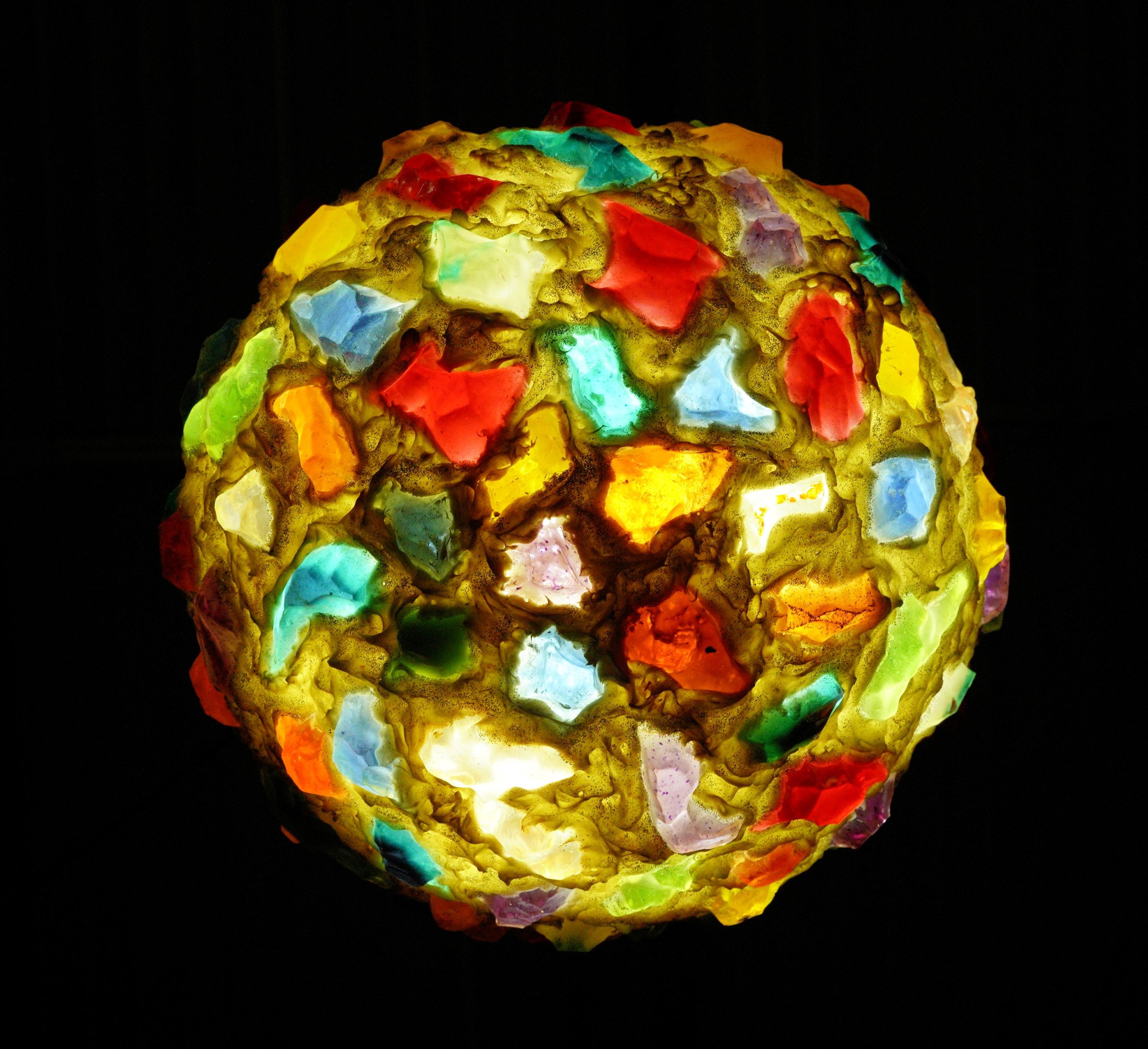 1960s Colorful Confetti Acrylic Orb Pendant Light For Sale 1