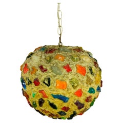 1960s Colorful Confetti Acrylic Orb Pendant Light