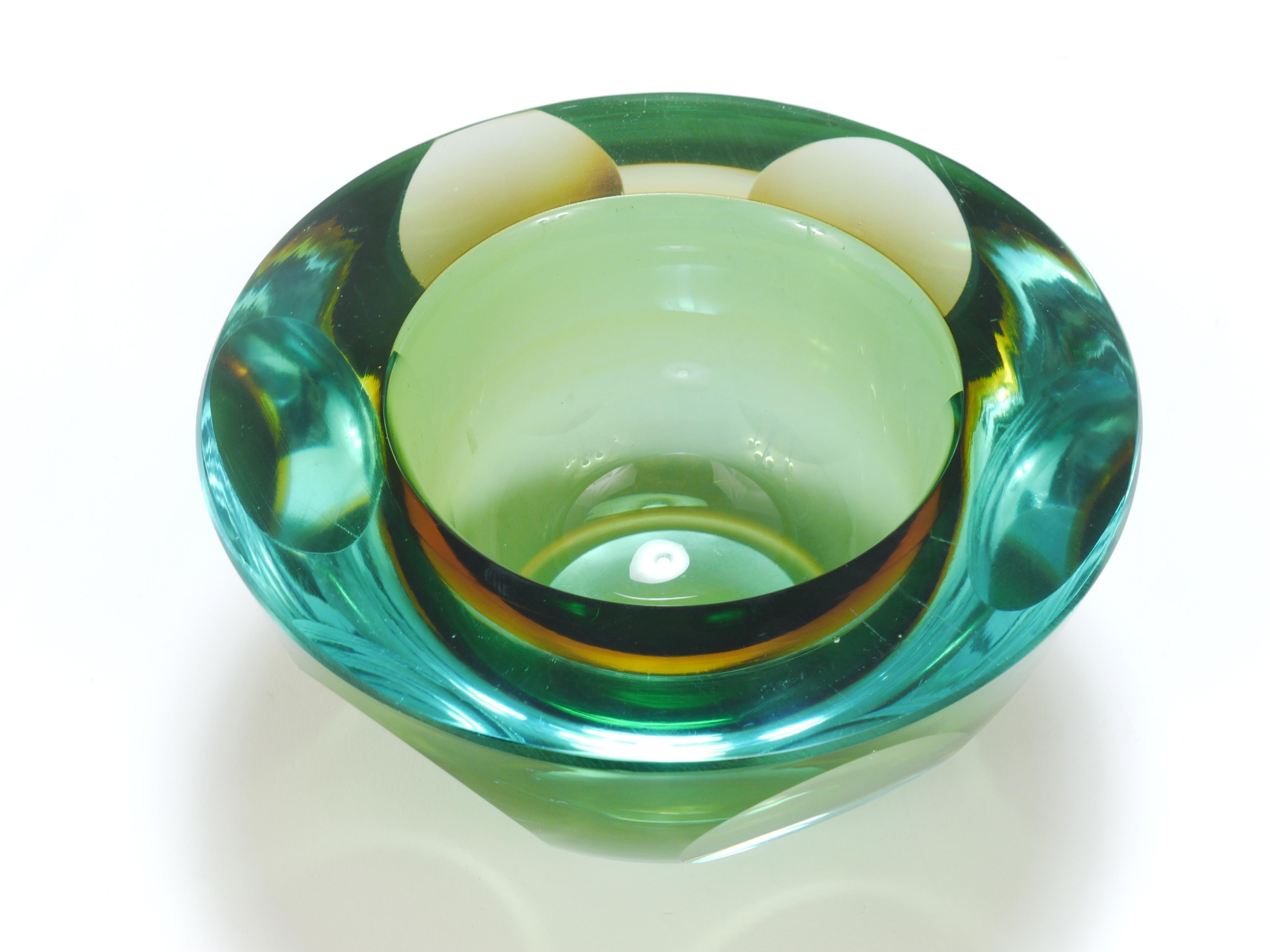 Mid-Century Modern Sommerso Flavio Poli Caviar Murano Glass Bowl by Seguso, Italy, 1960s
