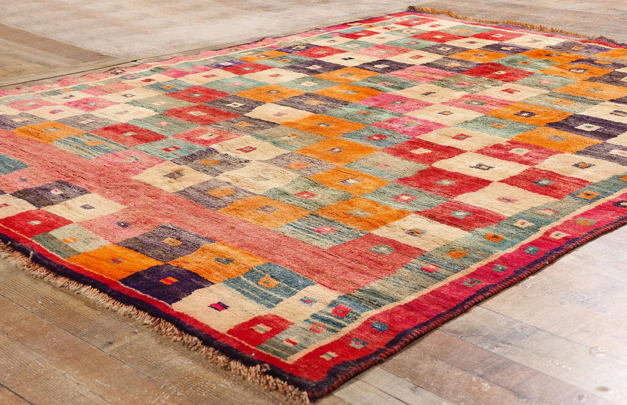 1960er Jahre Bunter persischer Gabbeh-Teppich mit Modernität (20. Jahrhundert) im Angebot