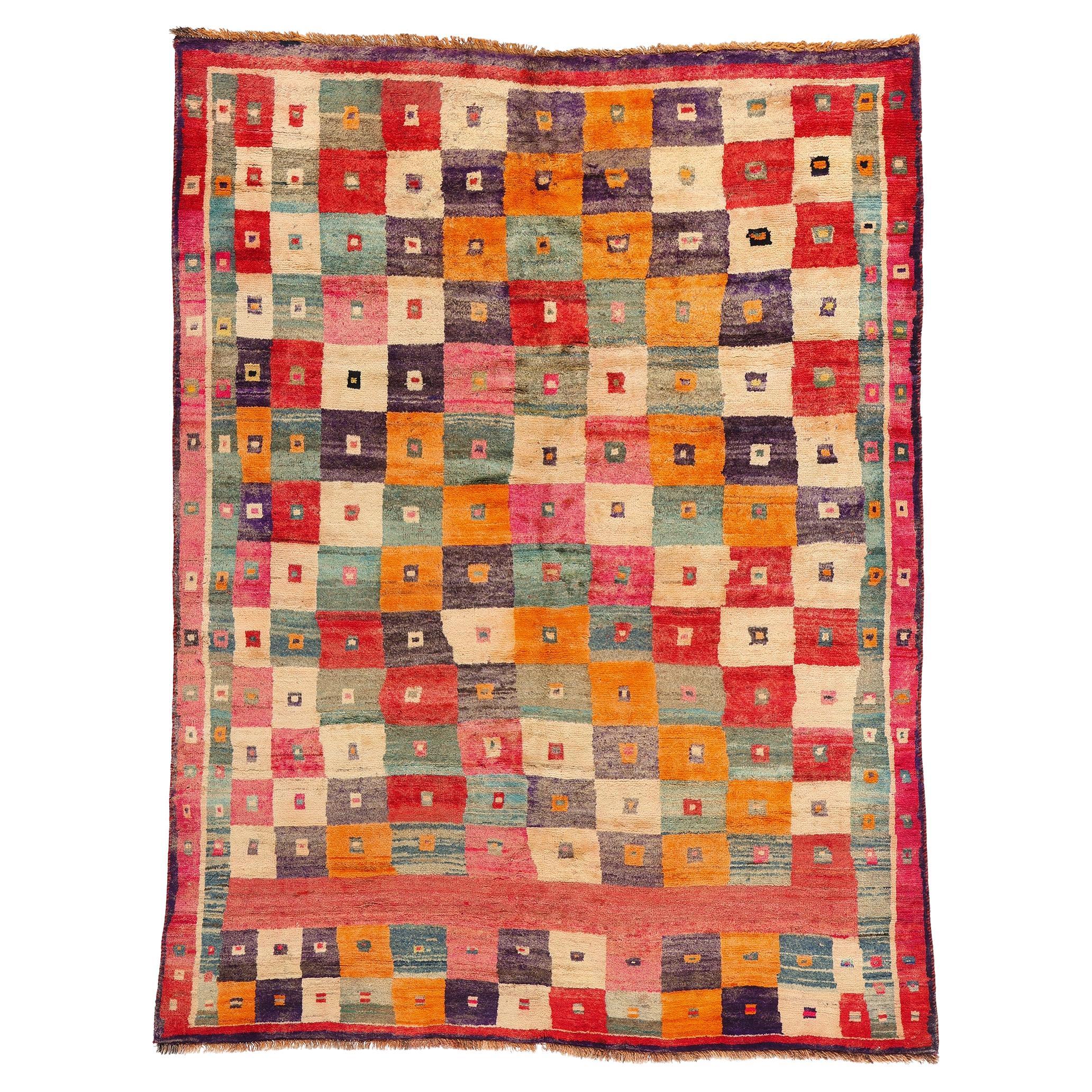 1960's Colorful Persian Gabbeh Carpet with Modern Style