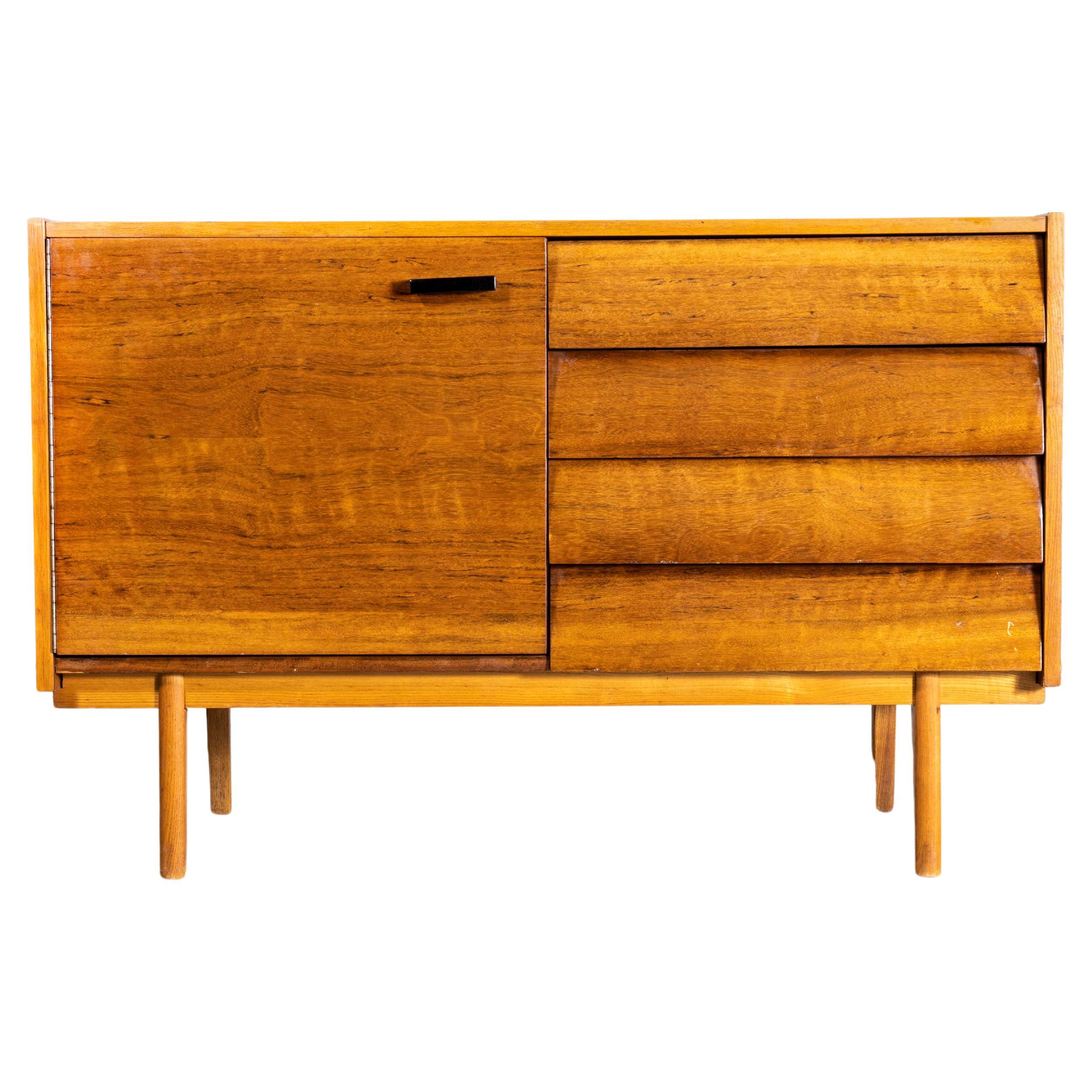 1960s Compact Birch Waterfall Drawers Sideboard -Drawer Unit, Nabytek Czech