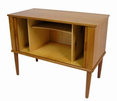 1960s Compact Tambour Door Teak Record Cabinet, Denmark