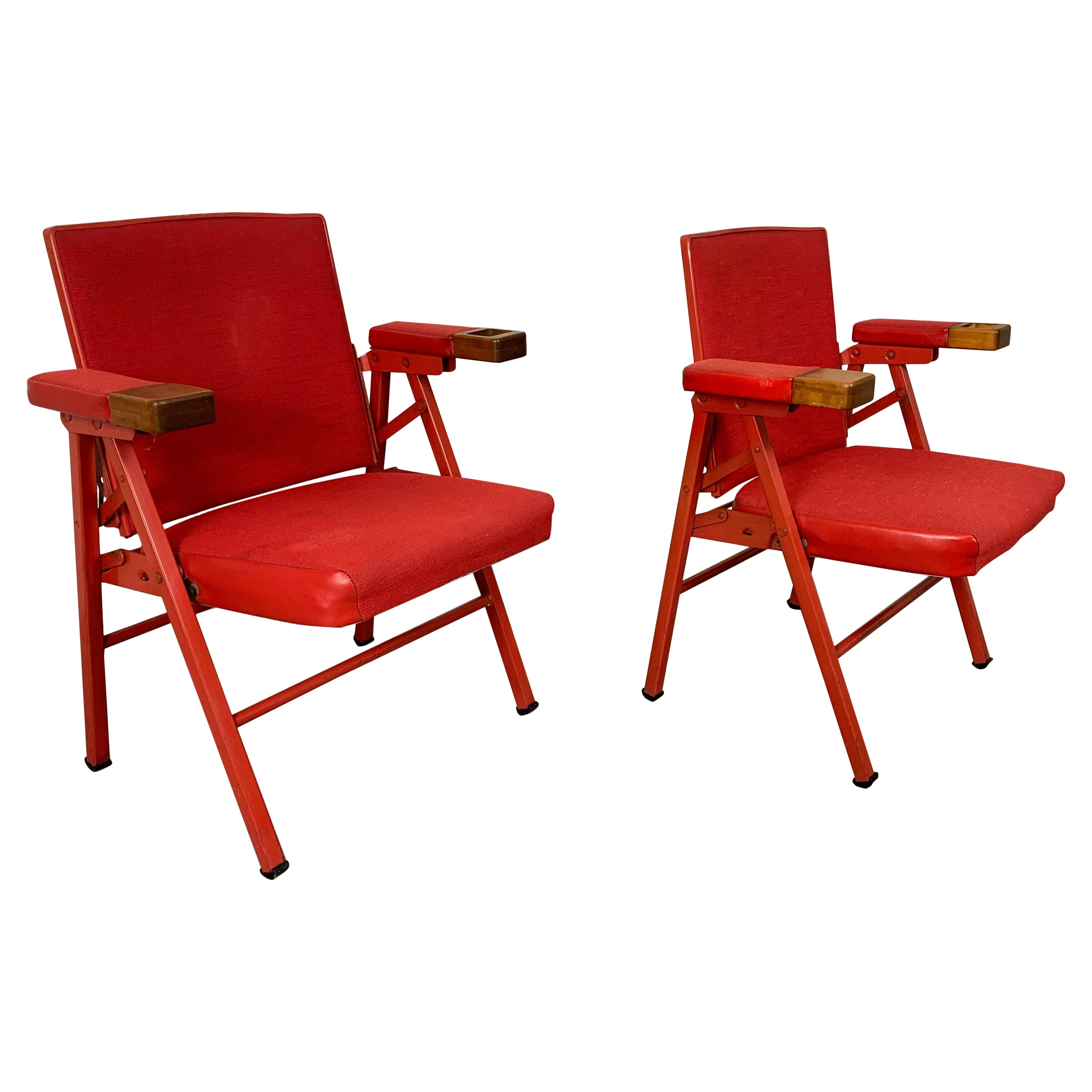 Sillas de teatro con pata de compás de los años 60 de American Seating en venta