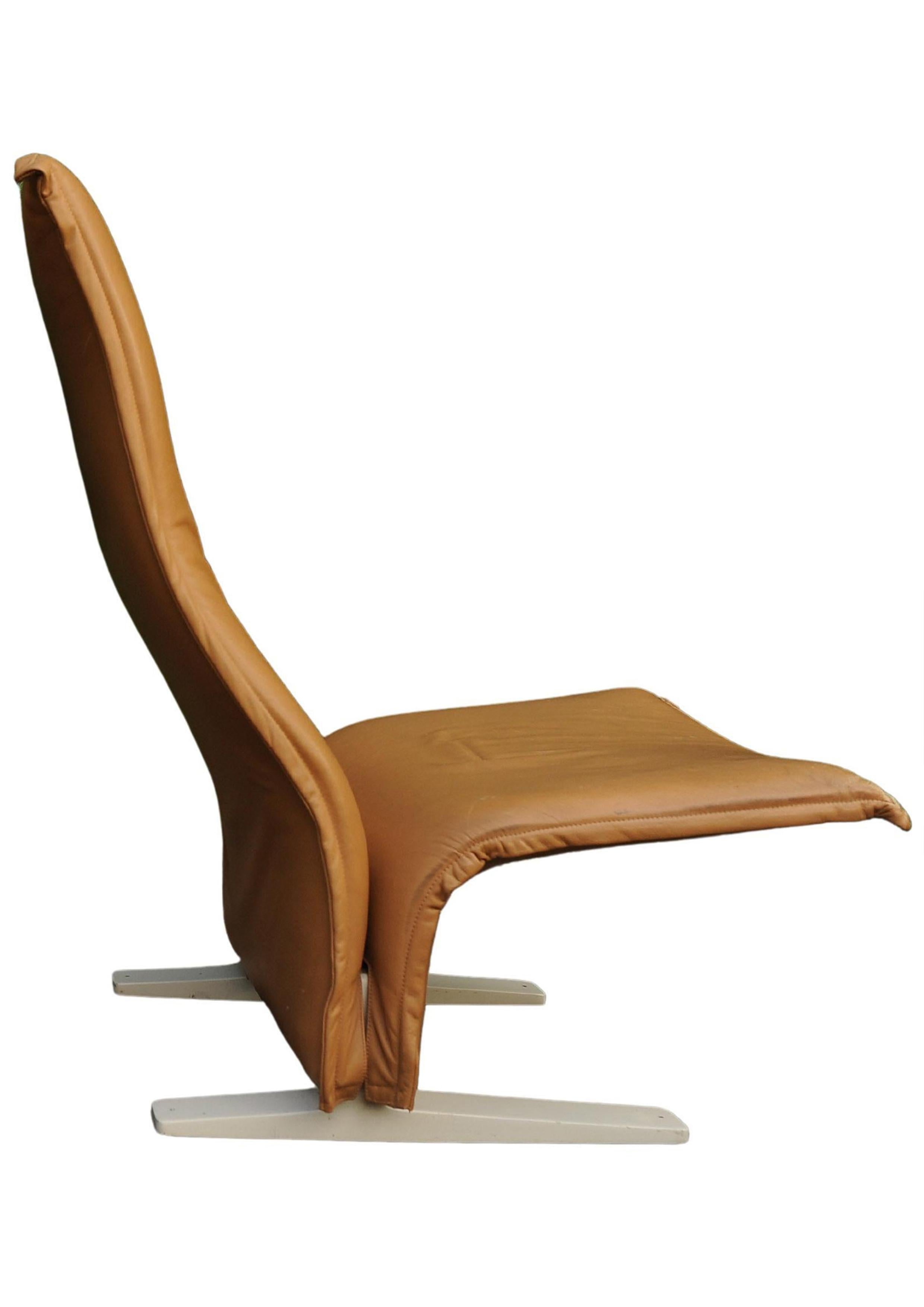 1960's Concorde Stuhl von Pierre Paulin für Artifort Gepolstertes Tan Leder im Angebot 3