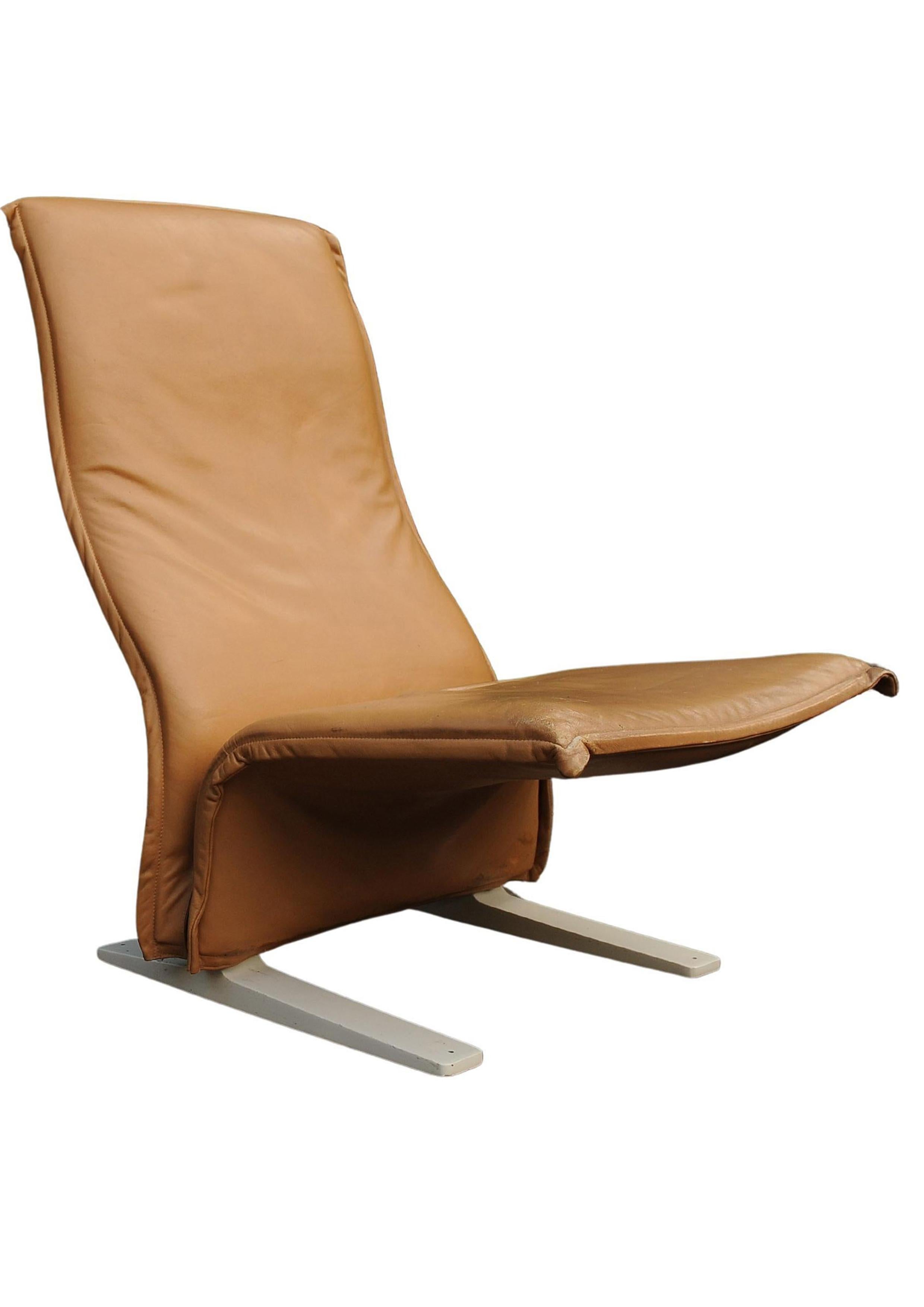 1960's Concorde Stuhl von Pierre Paulin für Artifort Gepolstertes Tan Leder im Angebot 1
