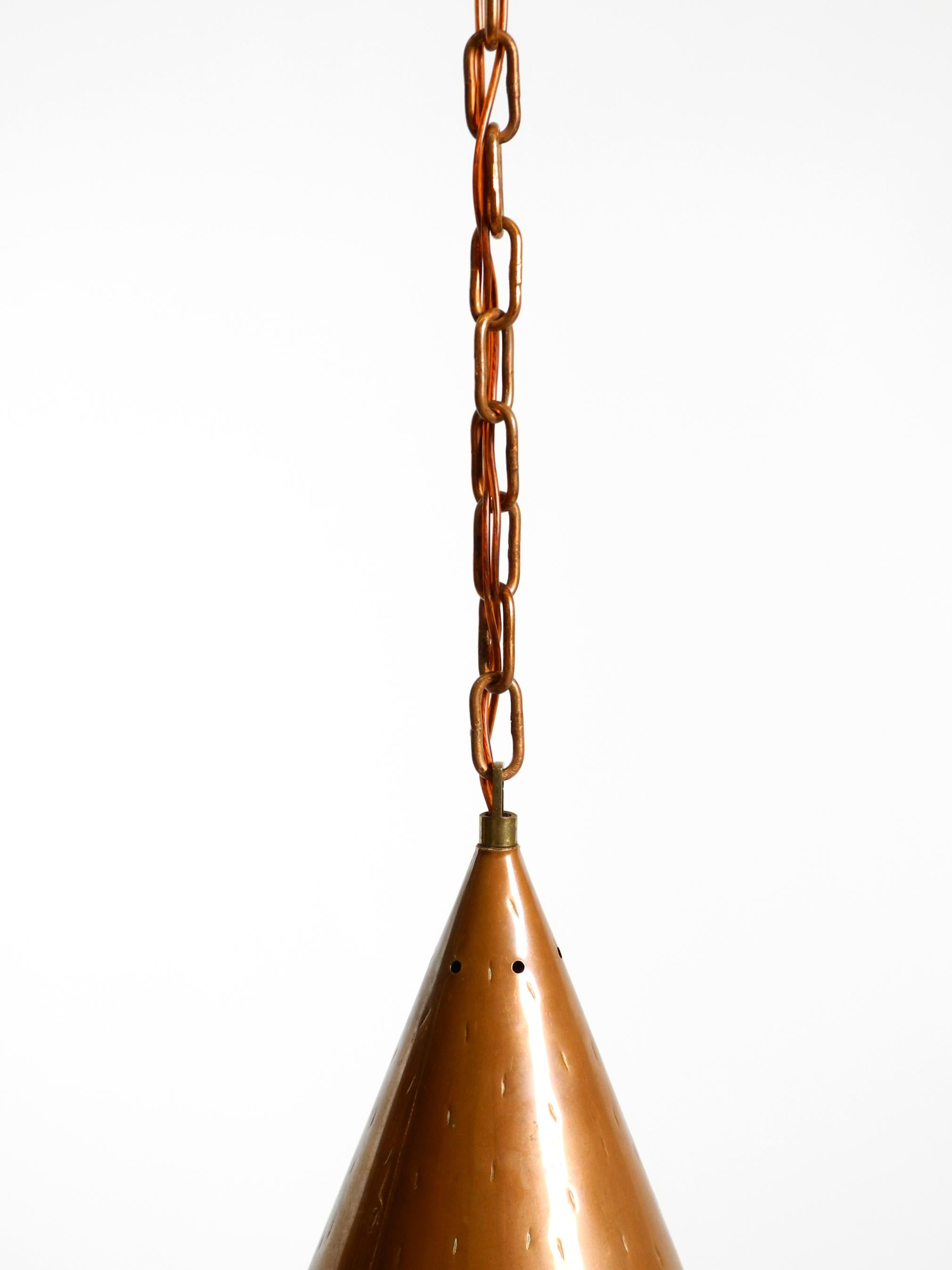 Lampada a sospensione a cono degli anni '60 in rame di TH. VALENTINER Copenhagen, Made in Denmark in vendita 8