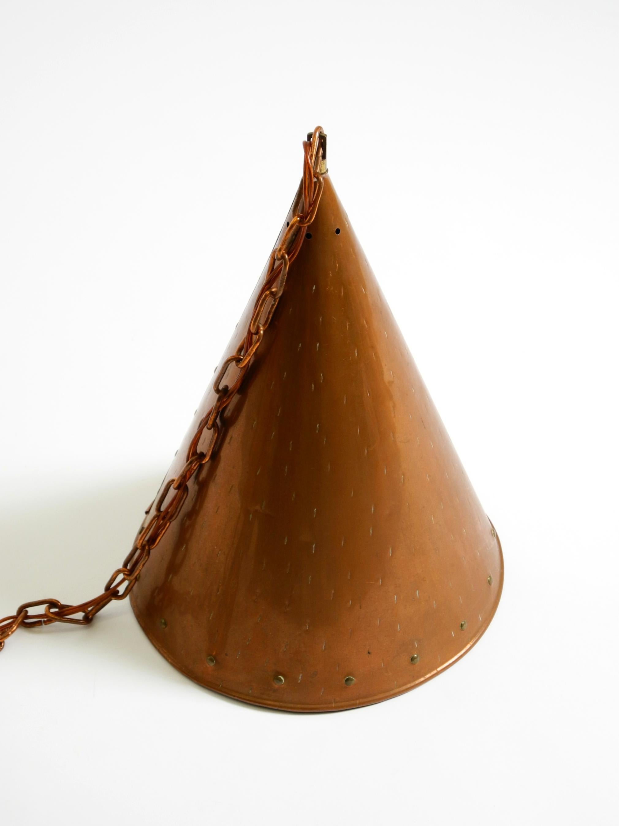 Lampada a sospensione a cono degli anni '60 in rame di TH. VALENTINER Copenhagen, Made in Denmark in vendita 2
