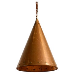 1960s cone pendant lamp in copper by TH. VALENTINER Copenhagen, Made in Denmark